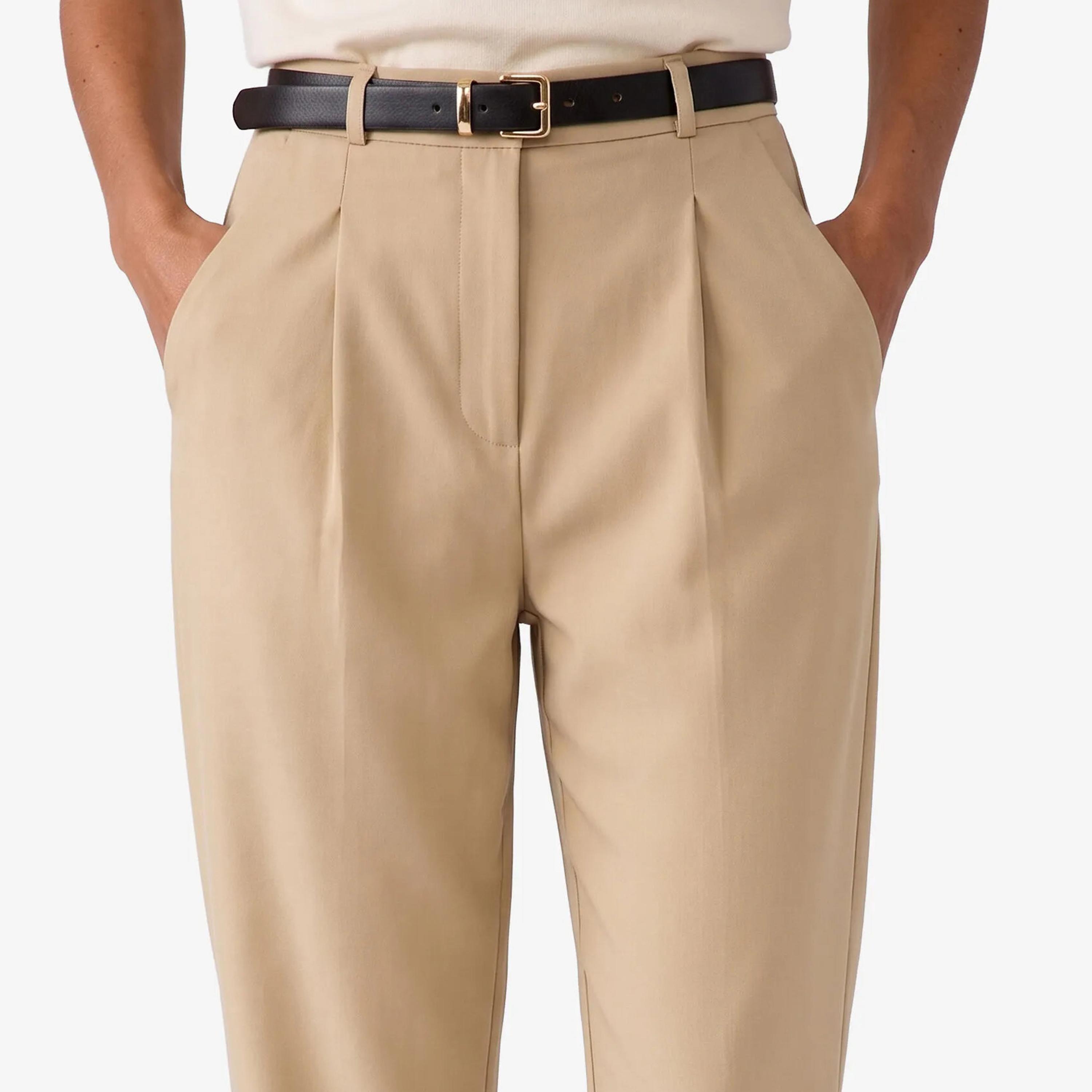بنطال حريمي بقصة مدببة (تاپرد) وسحاب من كوتون-women-clothing-trousers-image-4
