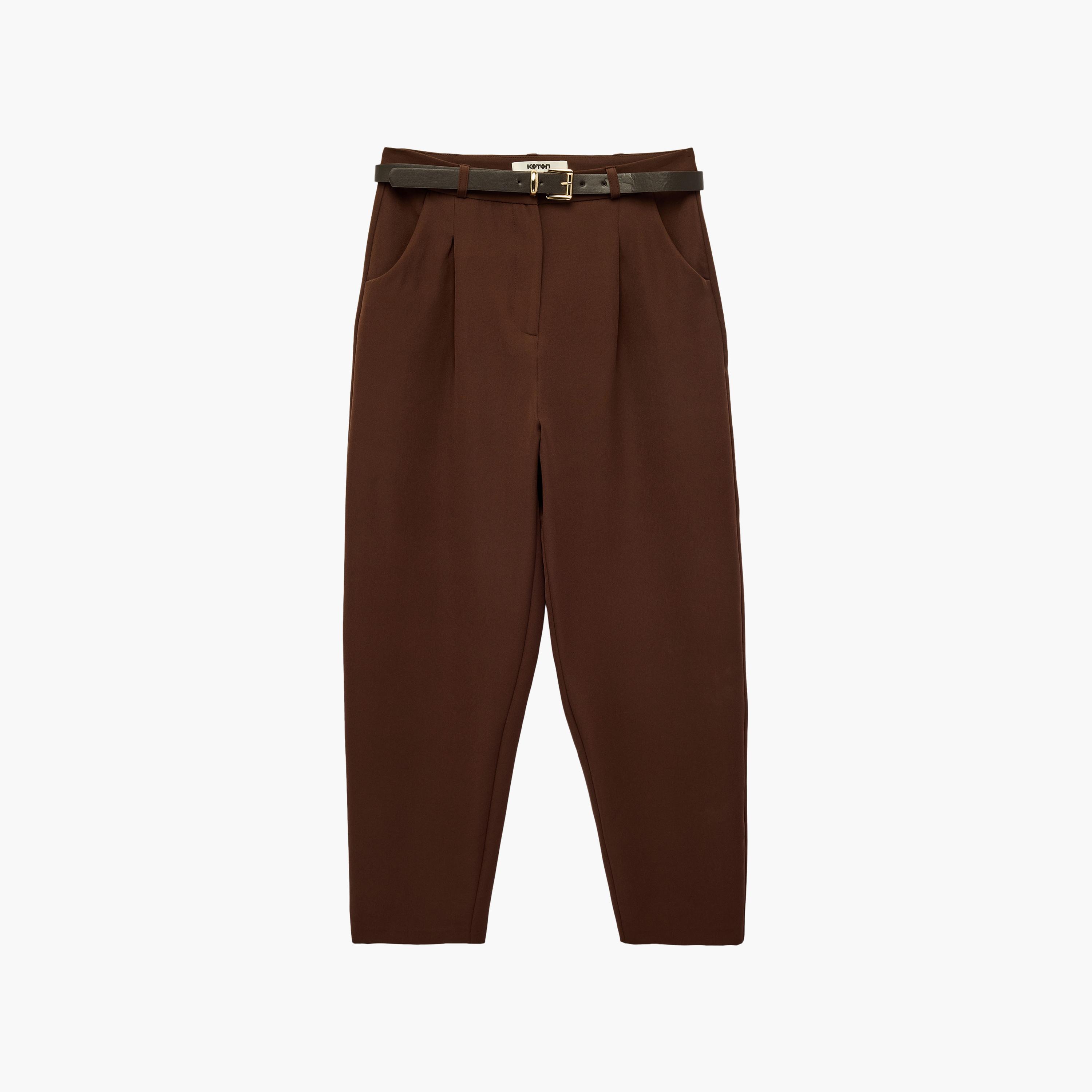 بنطال حريمي بقصة مدببة (تاپرد) وسحاب من كوتون-women-clothing-trousers-image-1