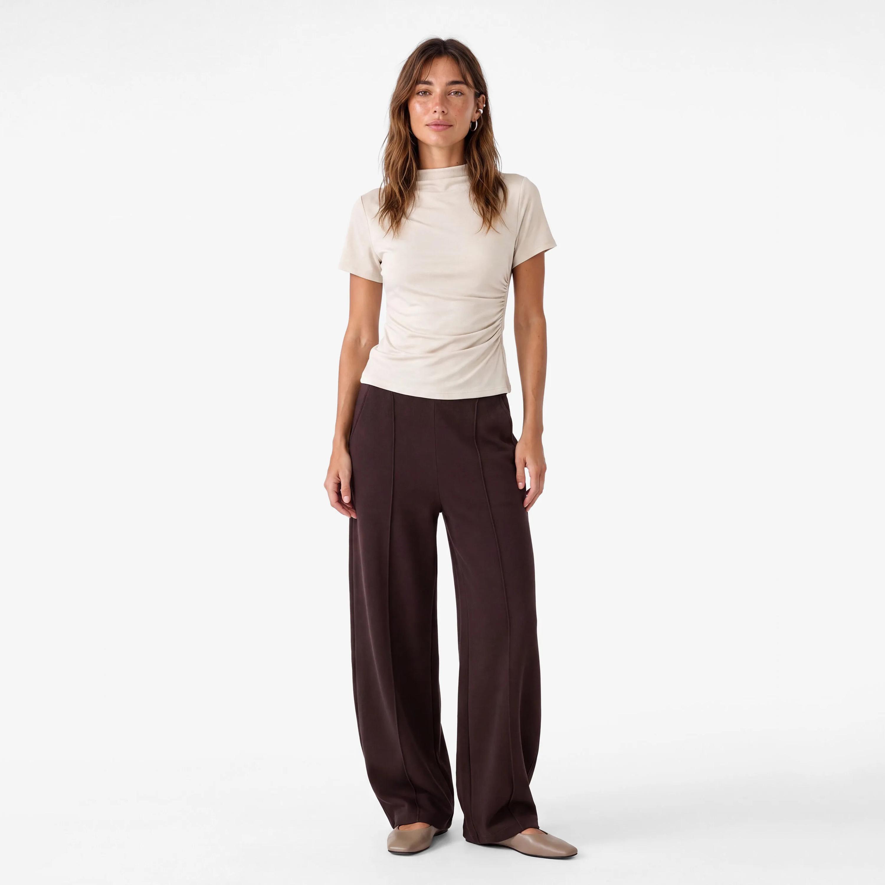 KOTON Brown Cotton Barrel Women's Trousers-women-clothing-trousers-image-2