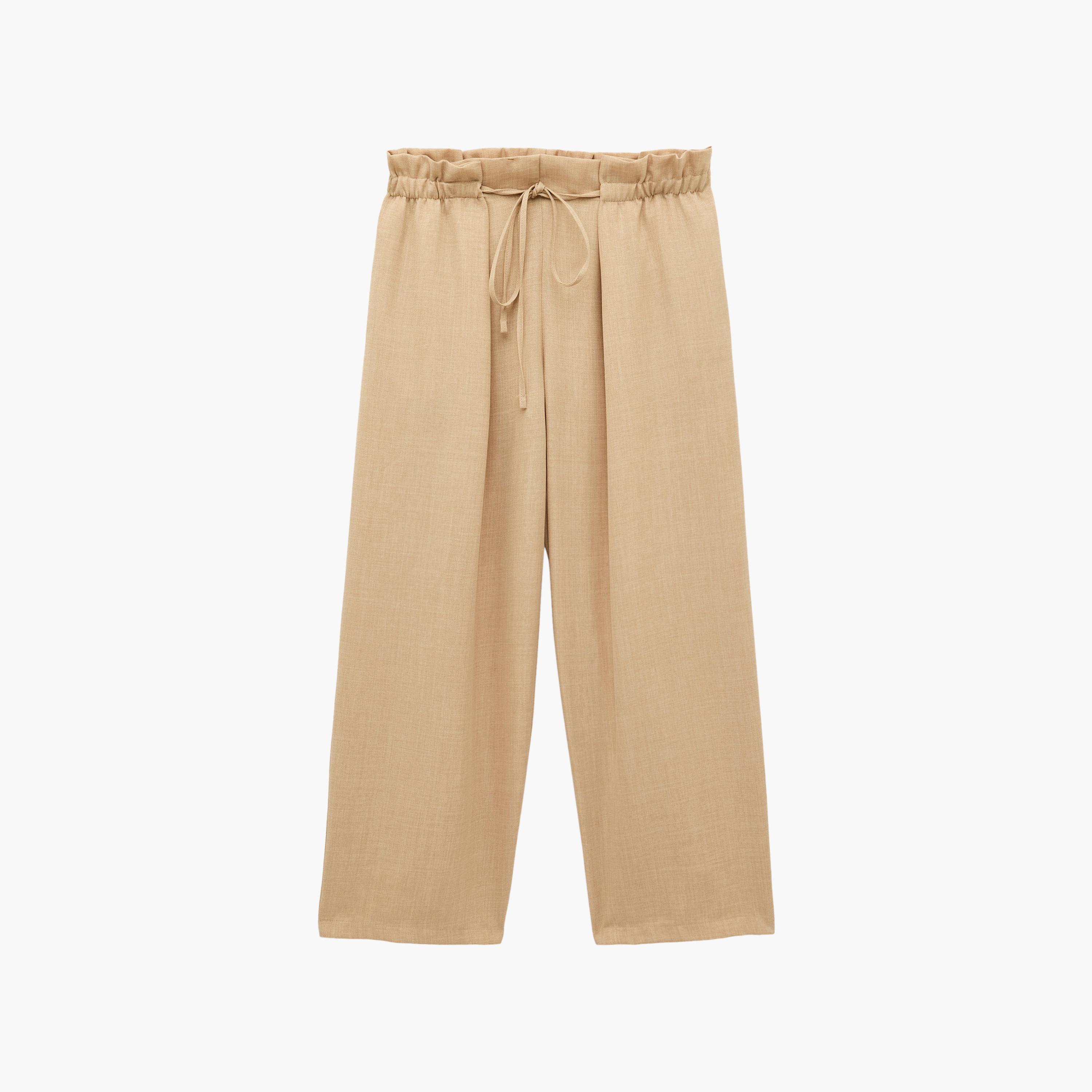 KOTON Beige Pleated Women's Trousers-women-clothing-trousers-image-1