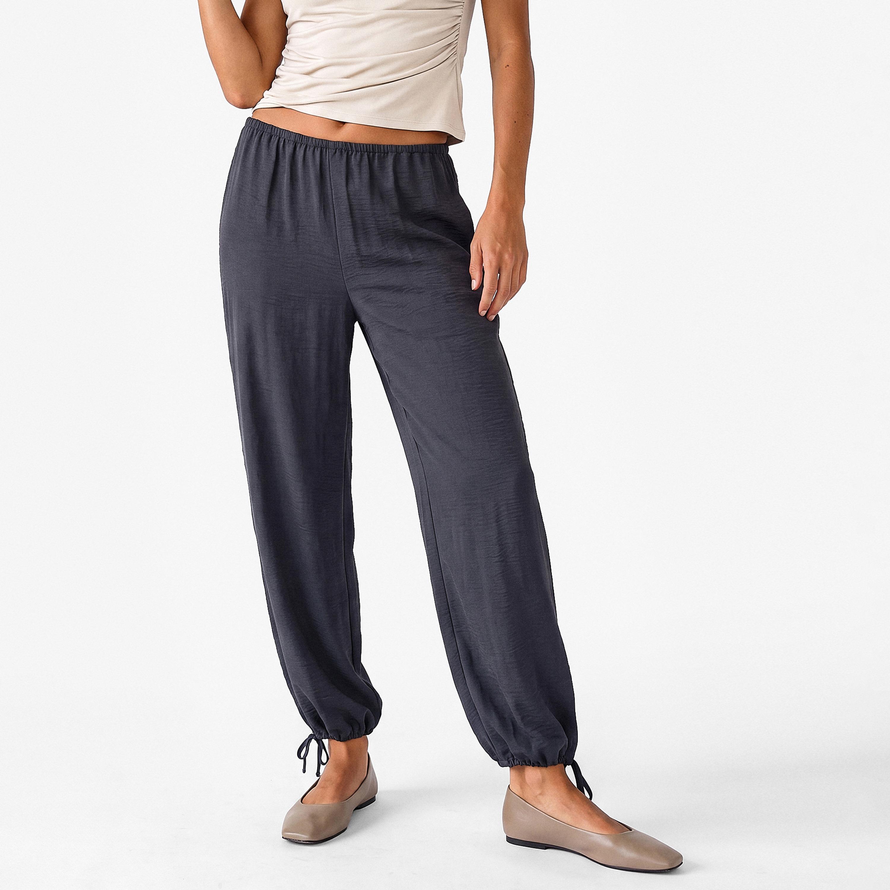 KOTON Blue Textured Women's Trousers-women-clothing-trousers-image-1