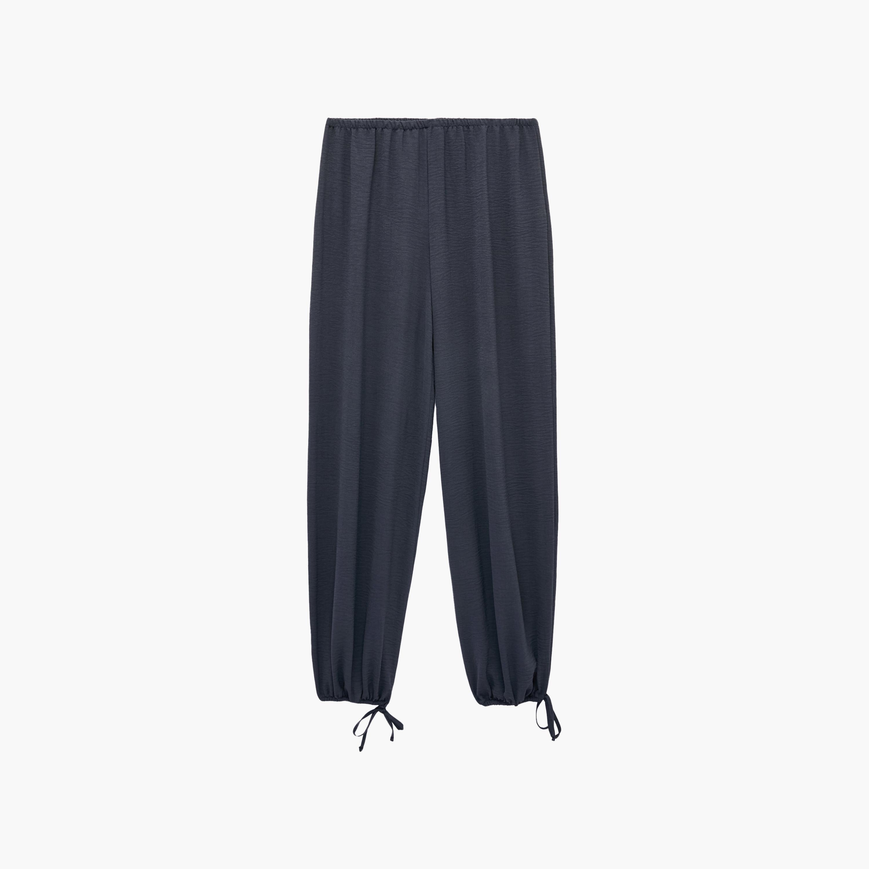 KOTON Blue Textured Women's Trousers-women-clothing-trousers-image-4