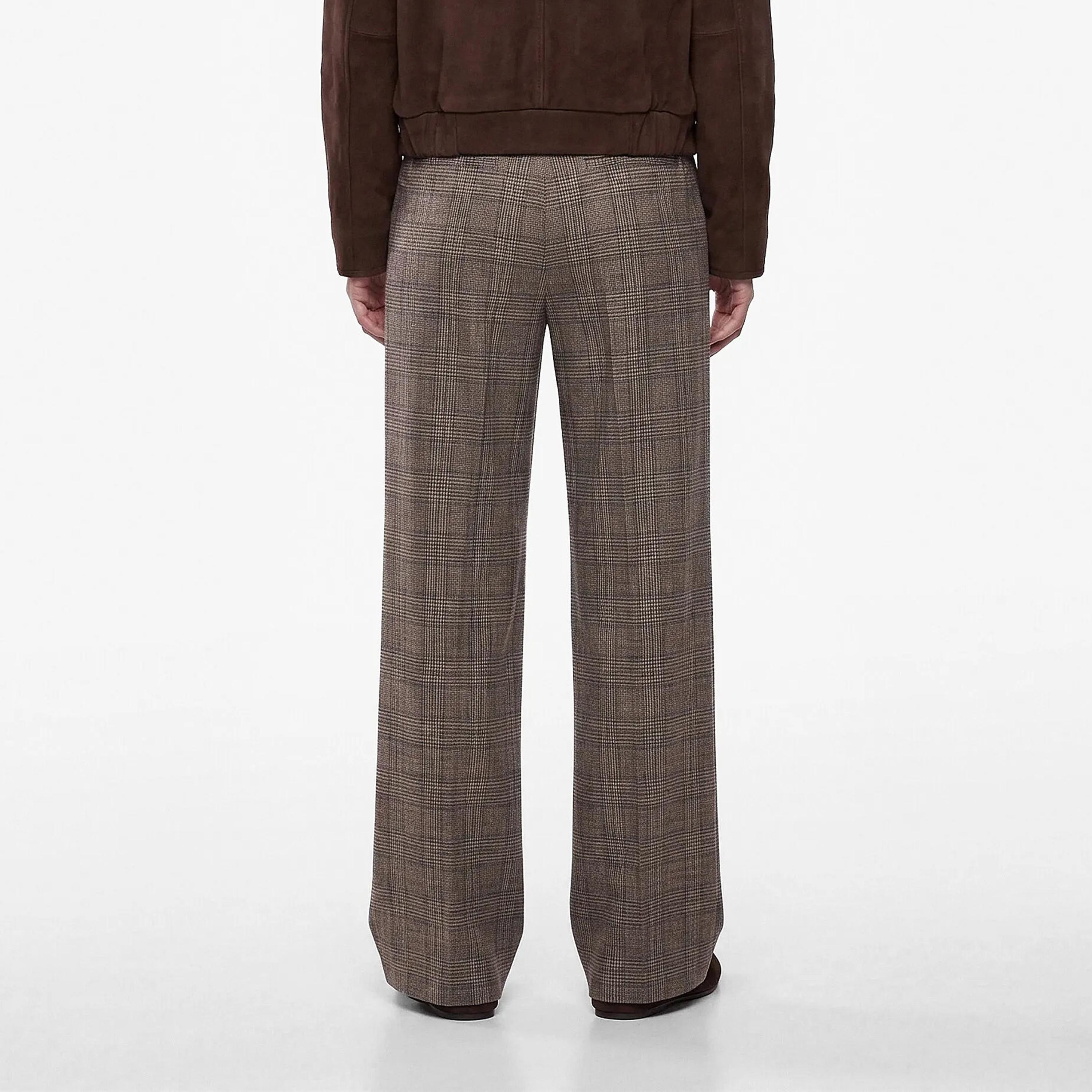 KOTON Brown Checked Straight Women's Trousers-women-clothing-trousers-image-3