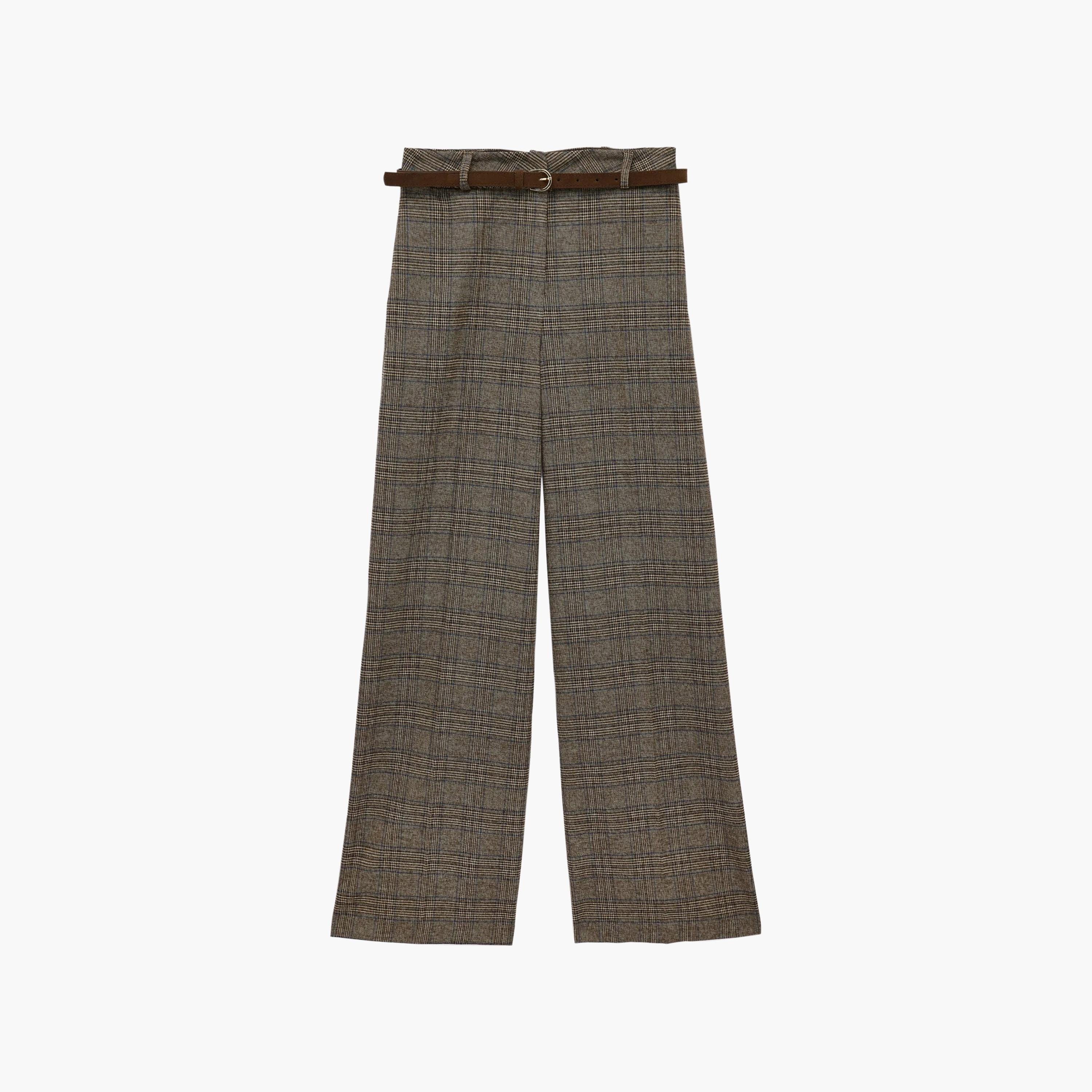 KOTON Brown Checked Straight Women's Trousers-women-clothing-trousers-image-6