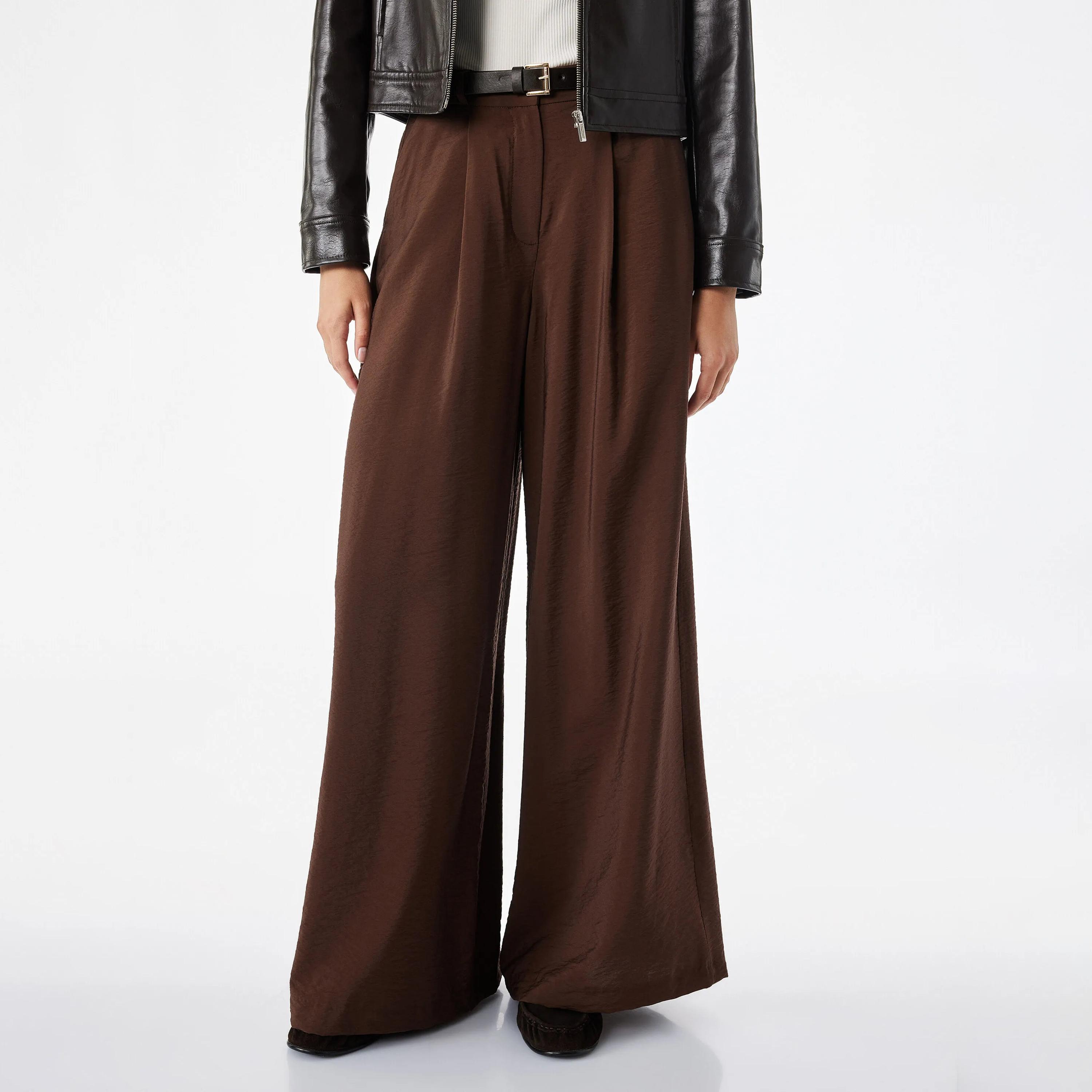 KOTON Brown Wide Leg Women's Trousers-women-clothing-trousers-image-1