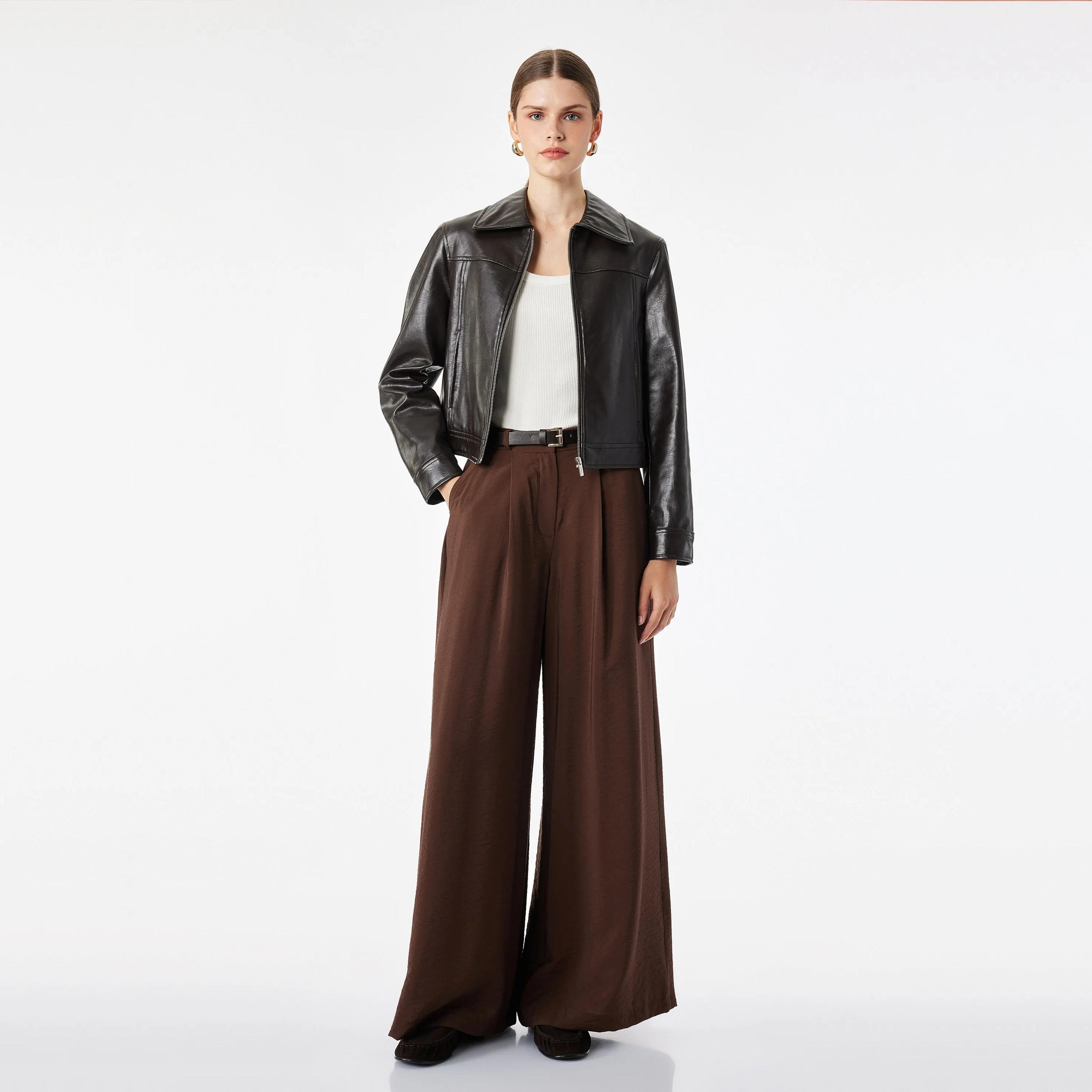 KOTON Brown Wide Leg Women's Trousers-women-clothing-trousers-image-2