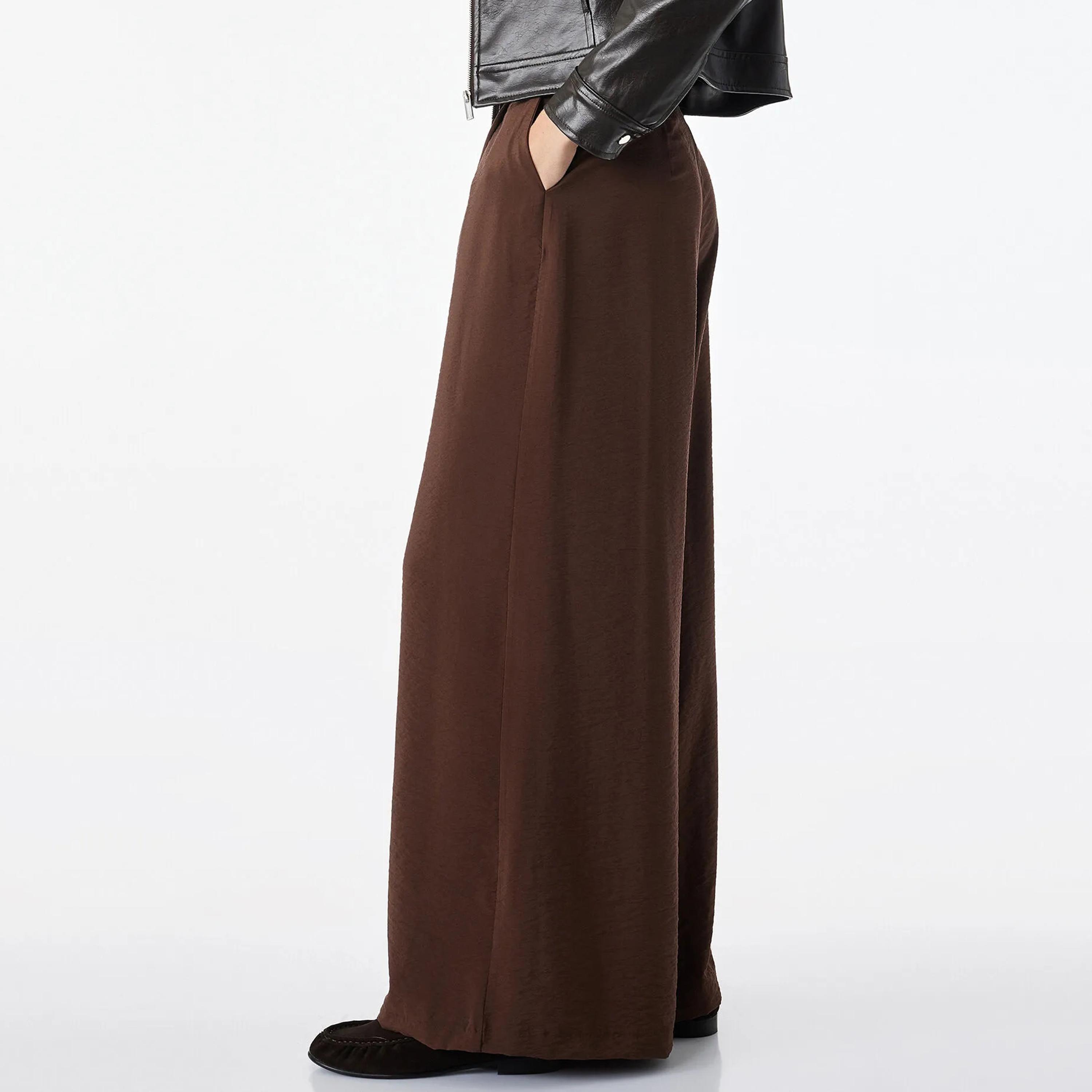 KOTON Brown Wide Leg Women's Trousers-women-clothing-trousers-image-3
