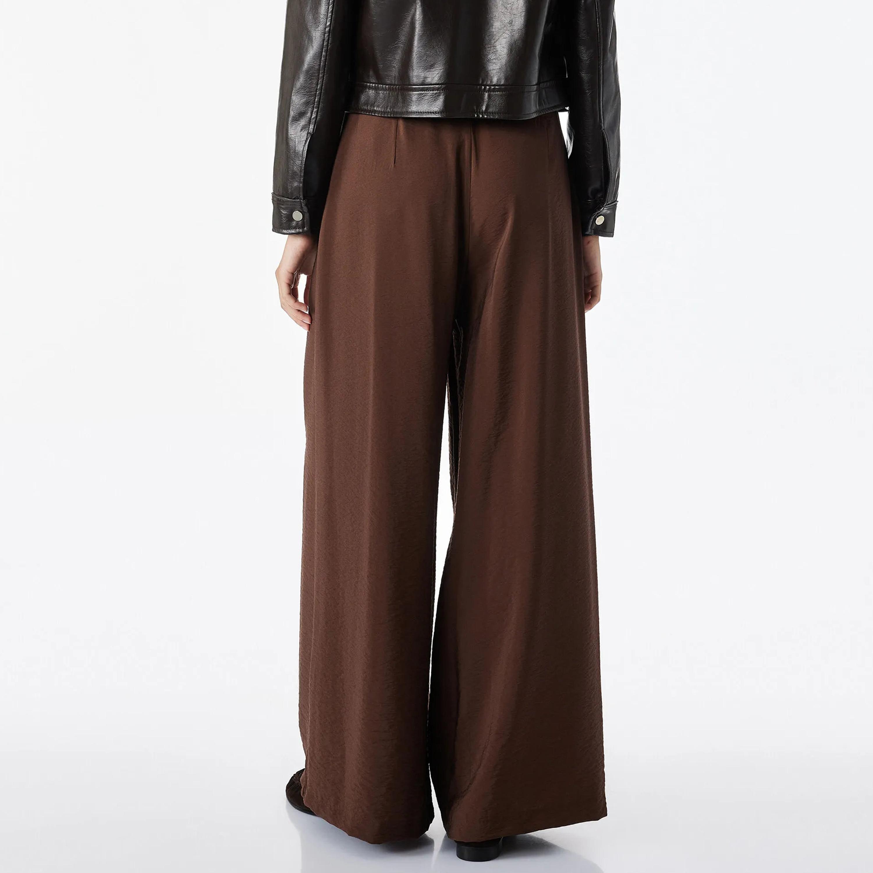 KOTON Brown Wide Leg Women's Trousers-women-clothing-trousers-image-4