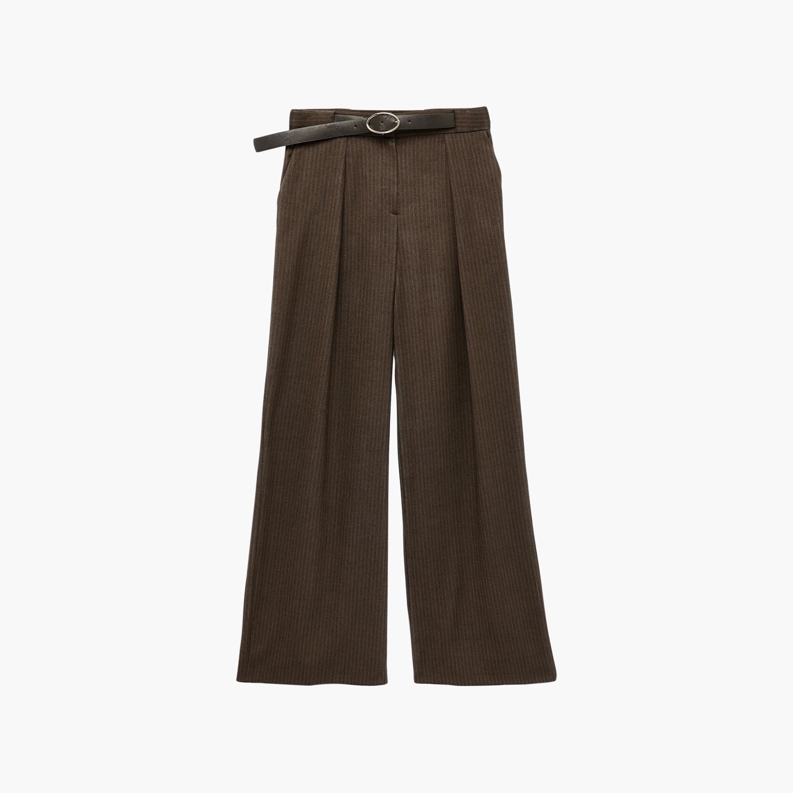 KOTON Brown Striped Wide Leg Women's Trousers-women-clothing-trousers-image-5