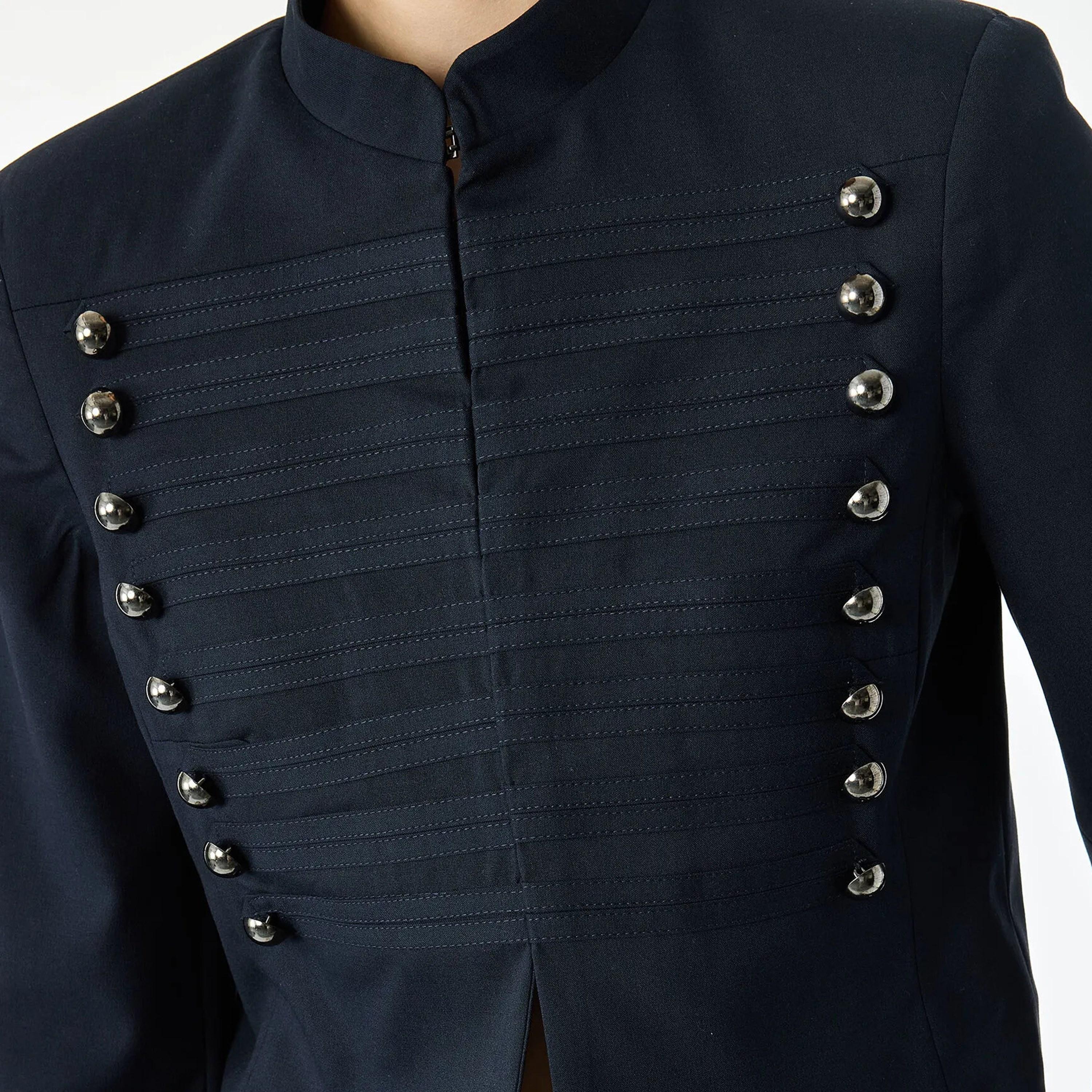 KOTON Navy Mandarin Collar Women's Jacket-women-winterwear-coatsandjackets-jackets-image-4