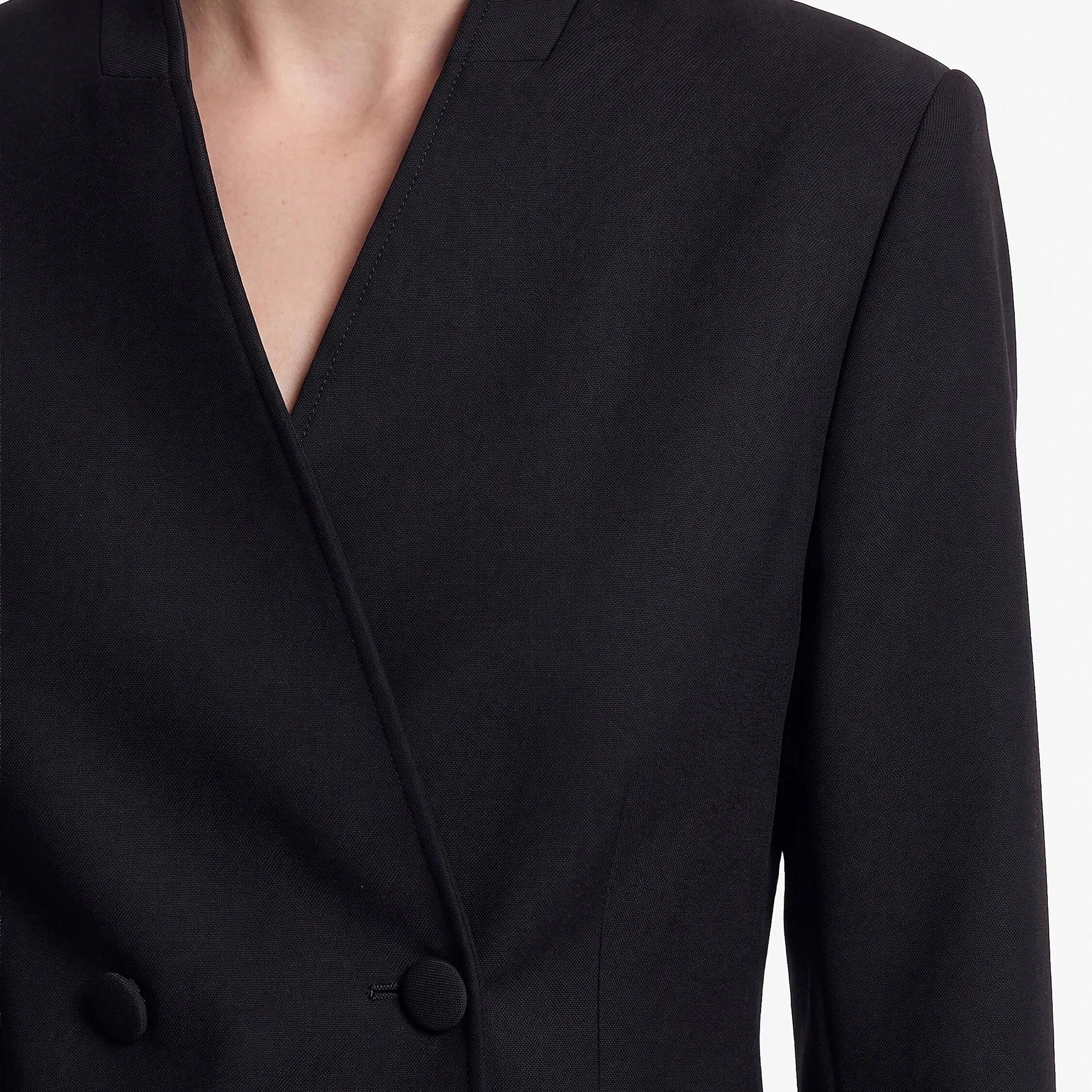 KOTON Black Collarless Women's Double Breasted Blazer-women-clothing-coatsandjackets-blazers-image-5
