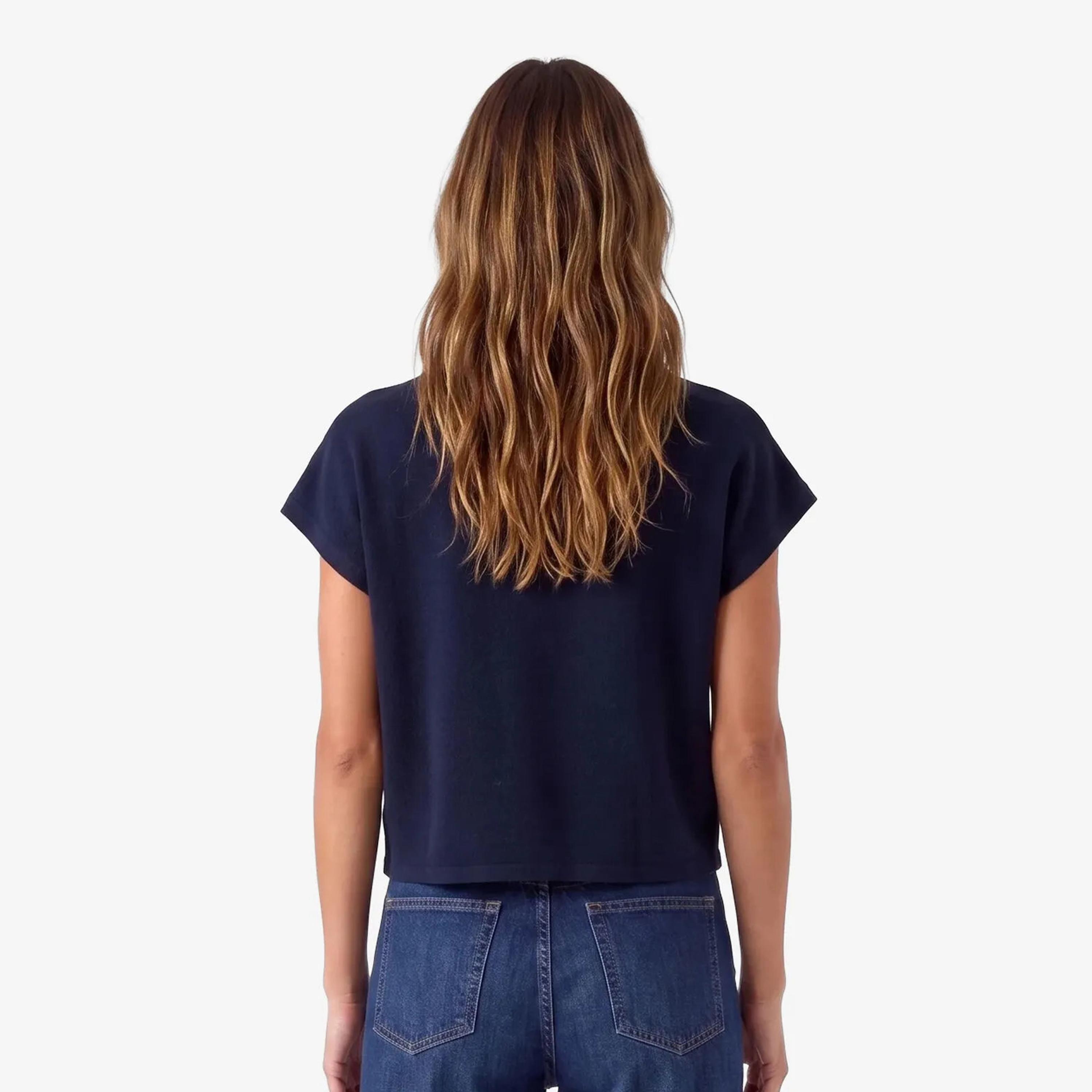 KOTON Navy Cotton High Neck Women's Top-women-clothing-shirtsandblouses-blouses-image-4