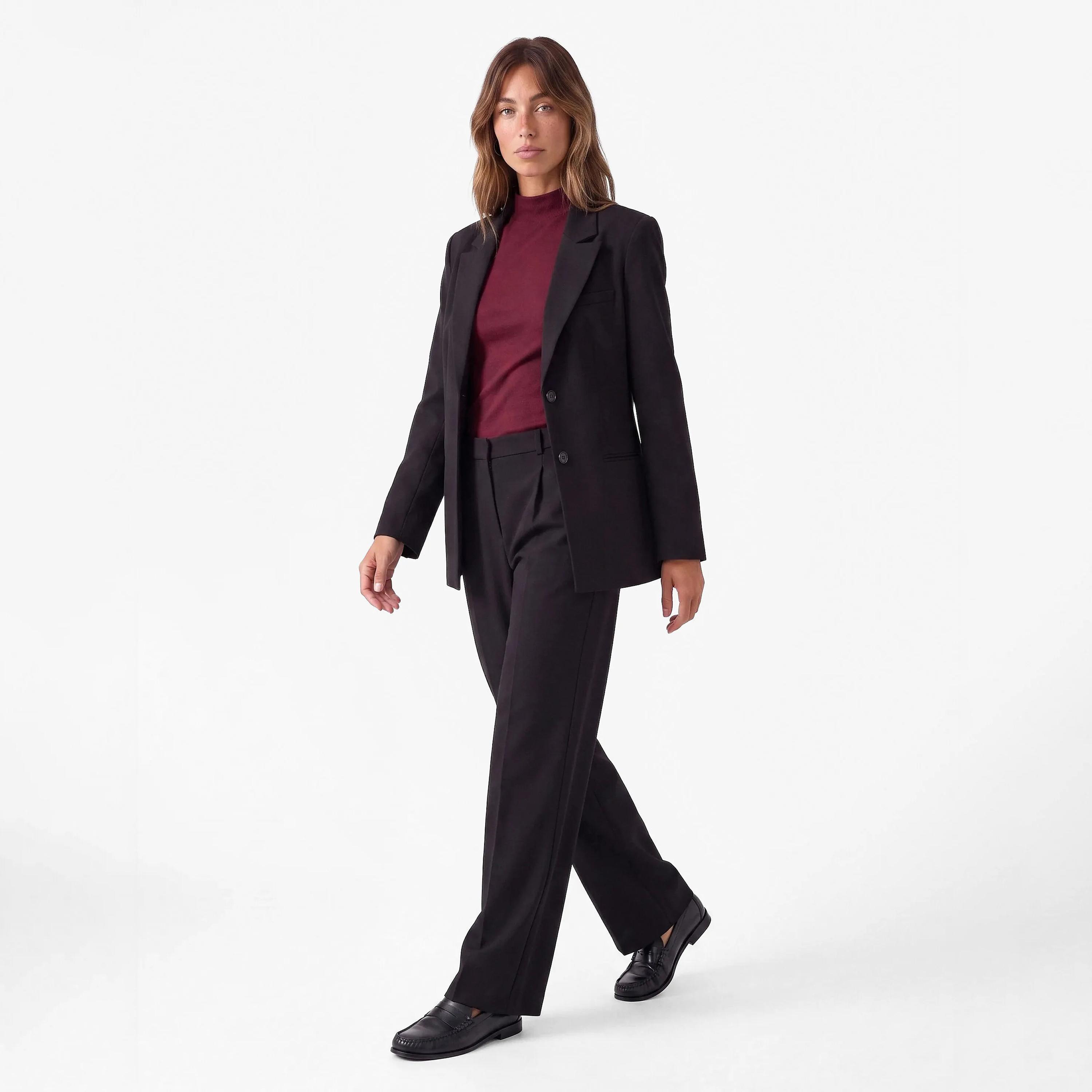 KOTON Black Cotton Lapel Collar Women's Single Breasted Blazer-women-clothing-coatsandjackets-blazers-image-2