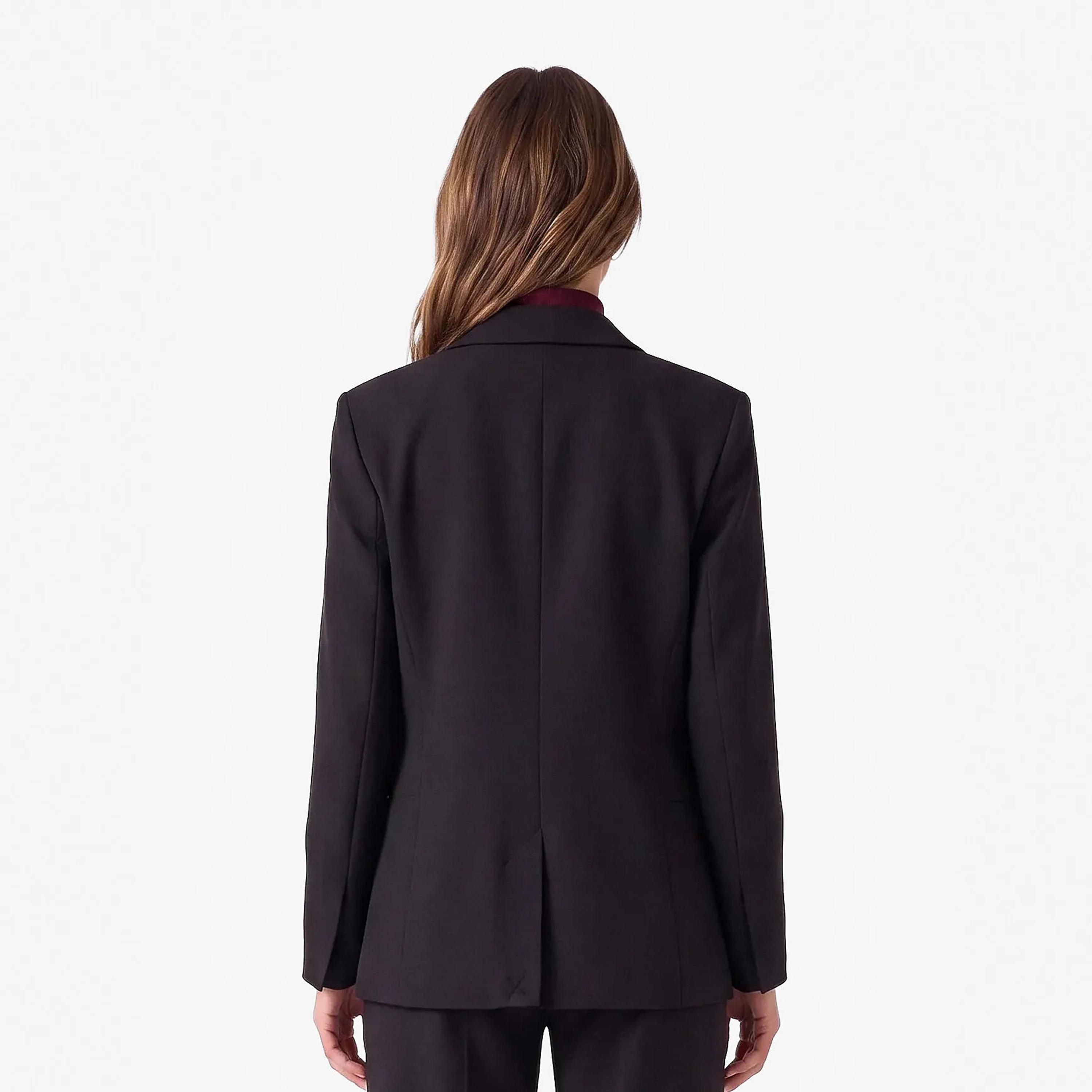 KOTON Black Cotton Lapel Collar Women's Single Breasted Blazer-women-clothing-coatsandjackets-blazers-image-4