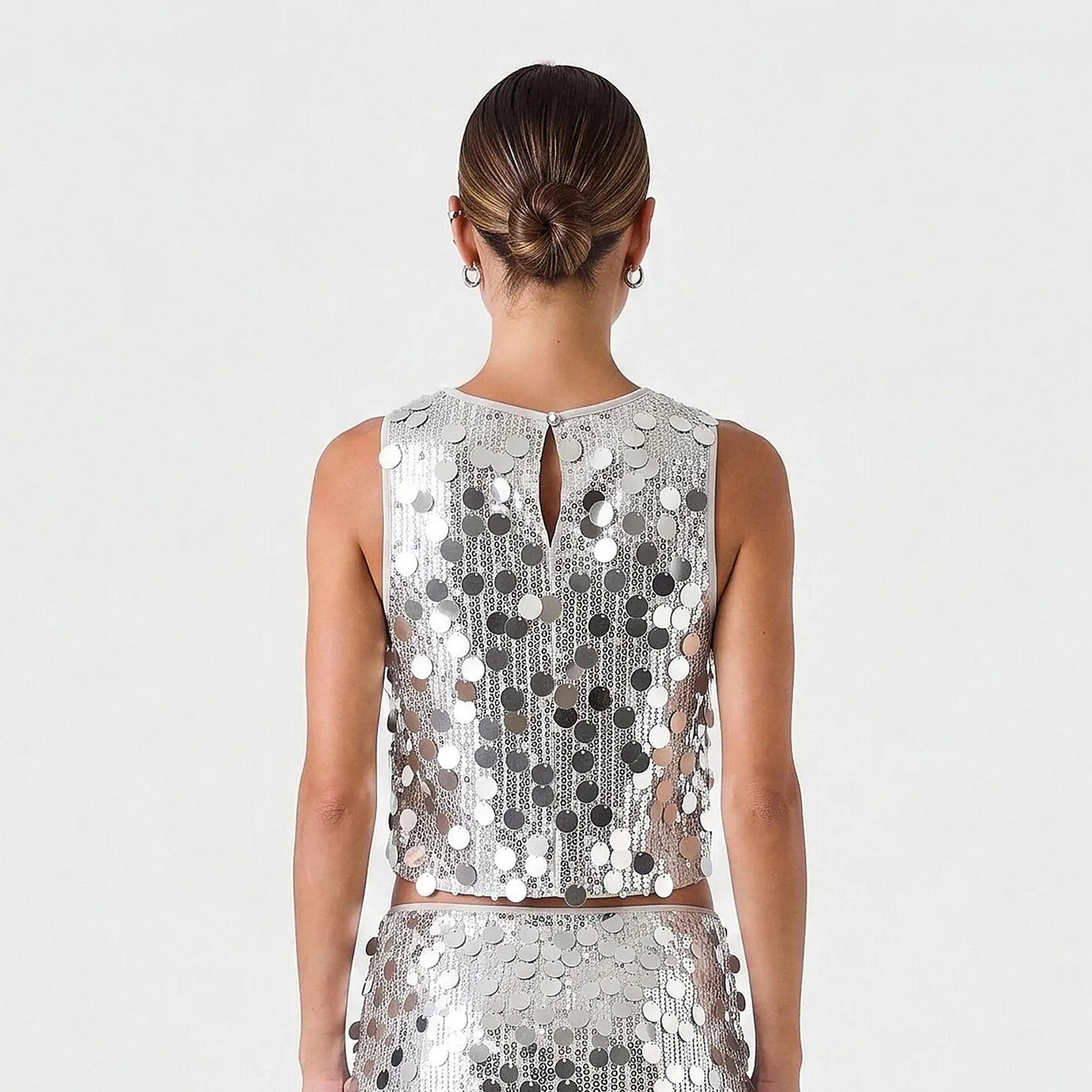 توب حريمي مزين بالترتر الفضي من كوتون-women-clothing-shirtsandblouses-blouses-image-4