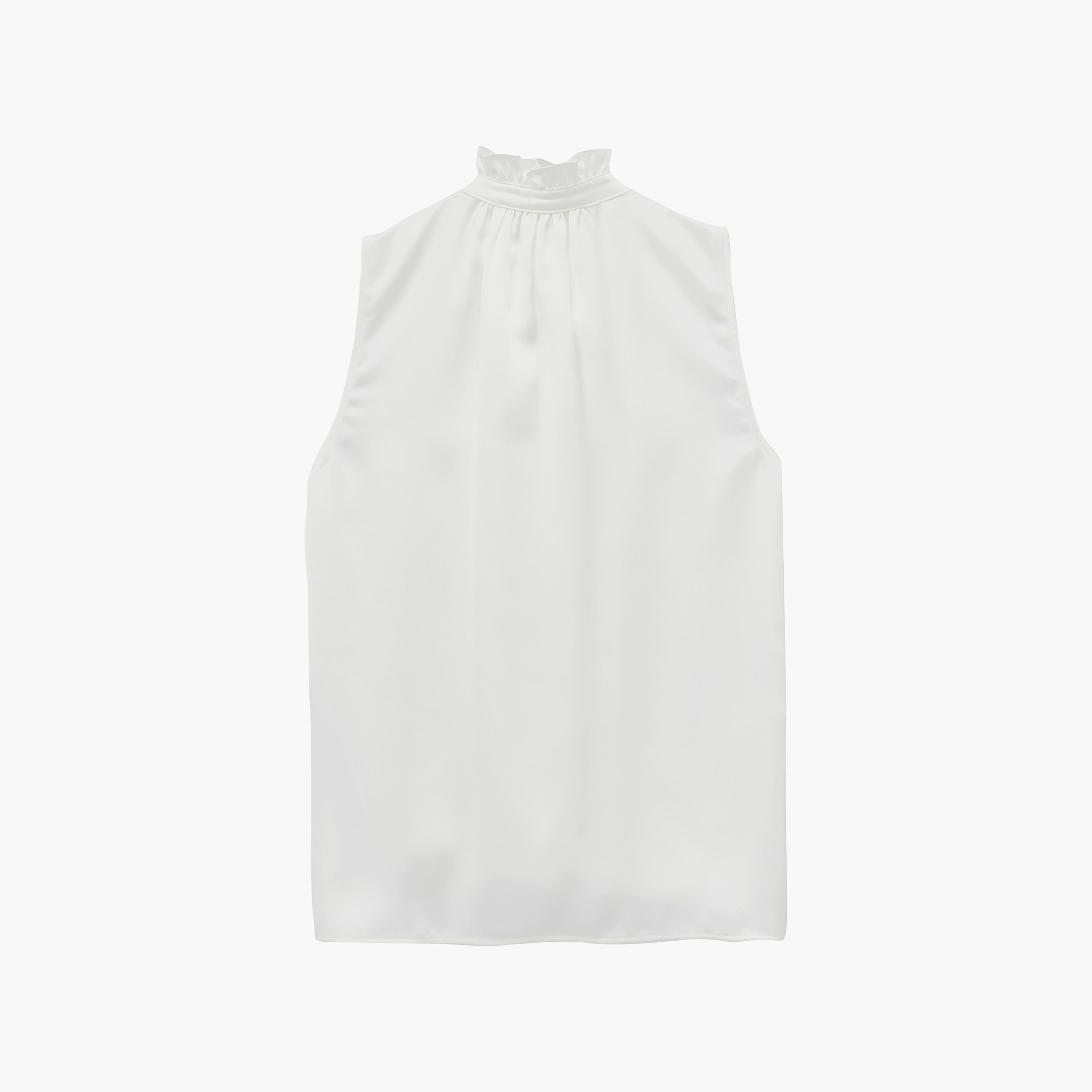 بلوزة بفتحة رقبة مكشكشة باللون الأبيض للنساء من كوتون-women-clothing-shirtsandblouses-blouses-image-4