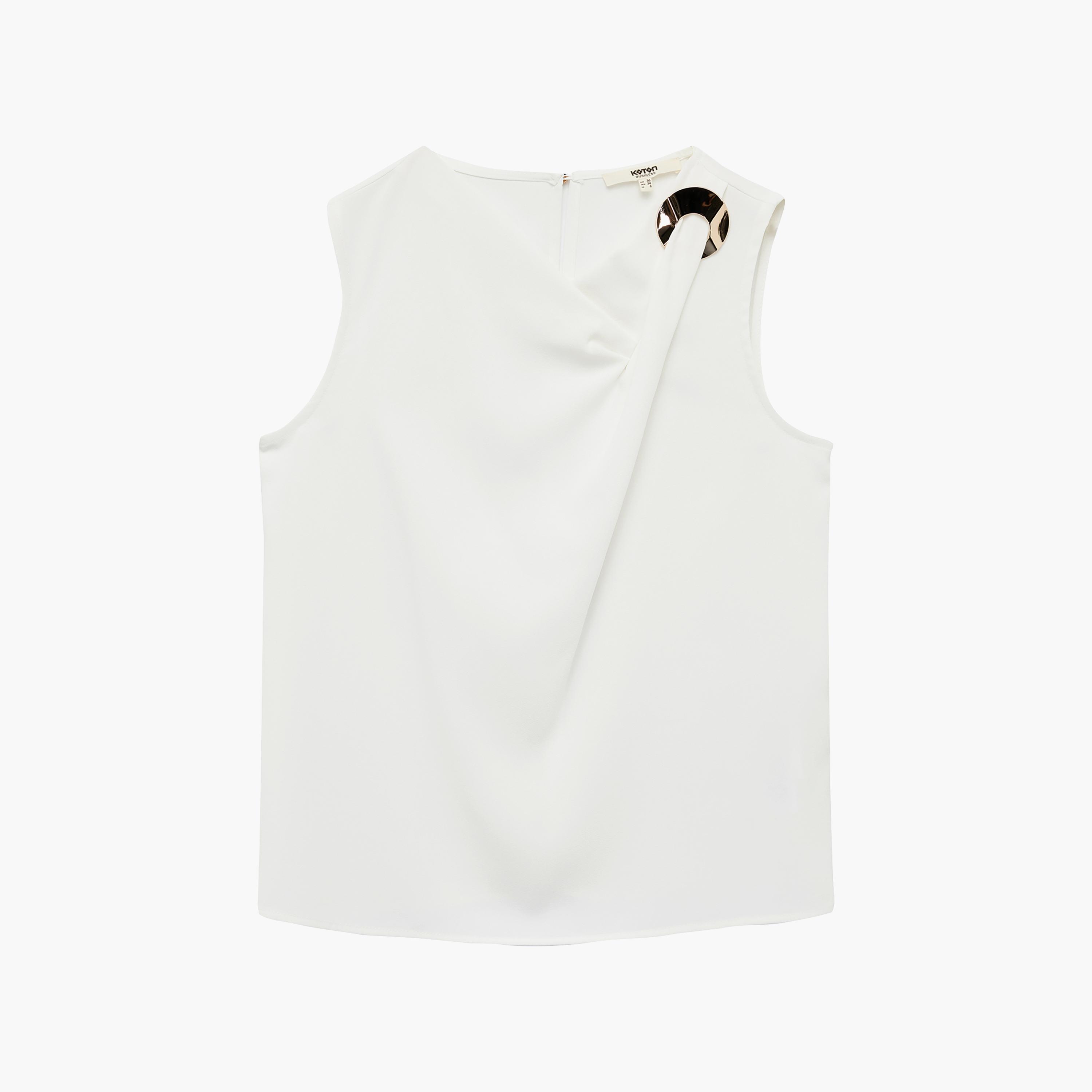 توب حريمي بفتحة رقبة منسدلة (كاول نك) باللون الأبيض من كوتون-women-clothing-shirtsandblouses-blouses-image-4