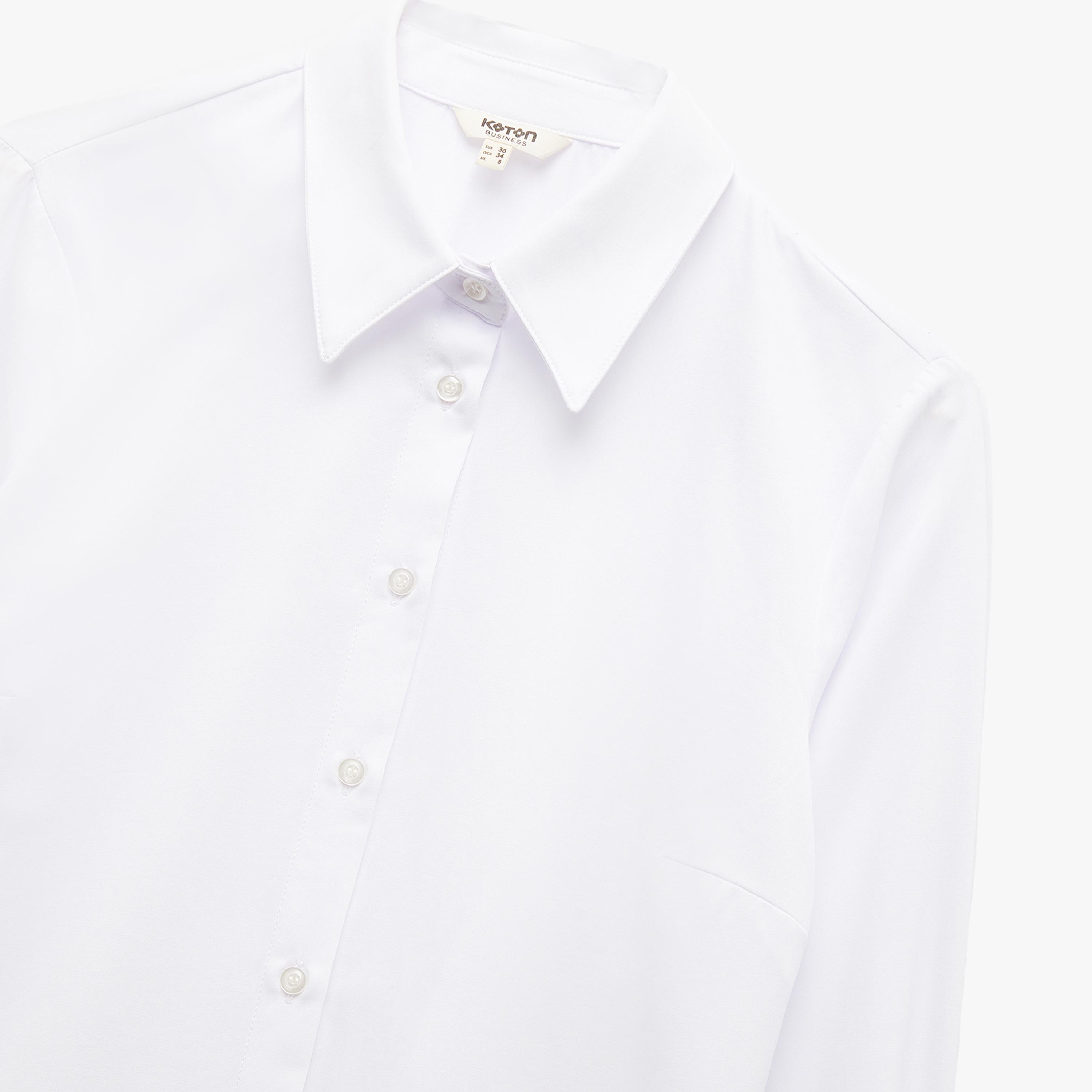 KOTON White Cotton Pointed Collar Women's Shirt-women-clothing-shirtsandblouses-shirts-image-5
