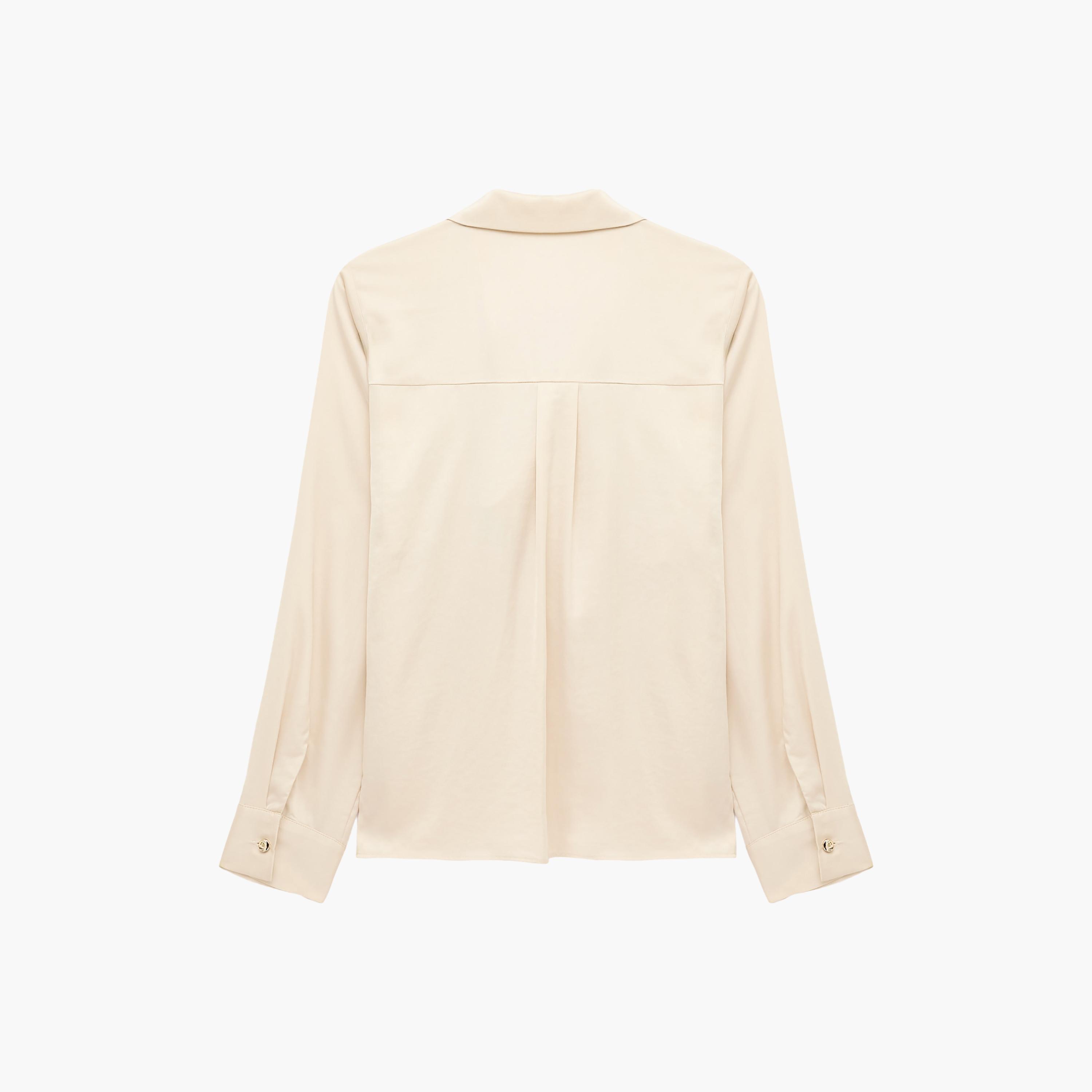 KOTON Beige Satin Cowl Neck Women's Top-women-clothing-shirtsandblouses-blouses-image-2