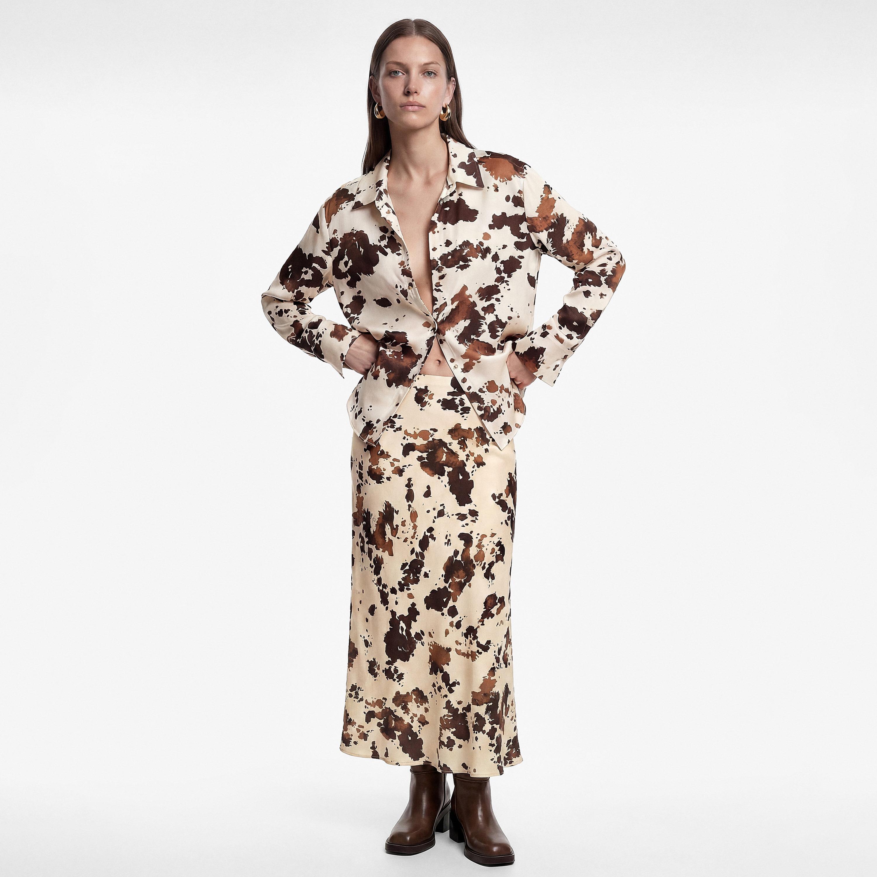 KOTON Multicolor Abstract Print Collared Women's Shirt-women-clothing-shirtsandblouses-shirts-image-2