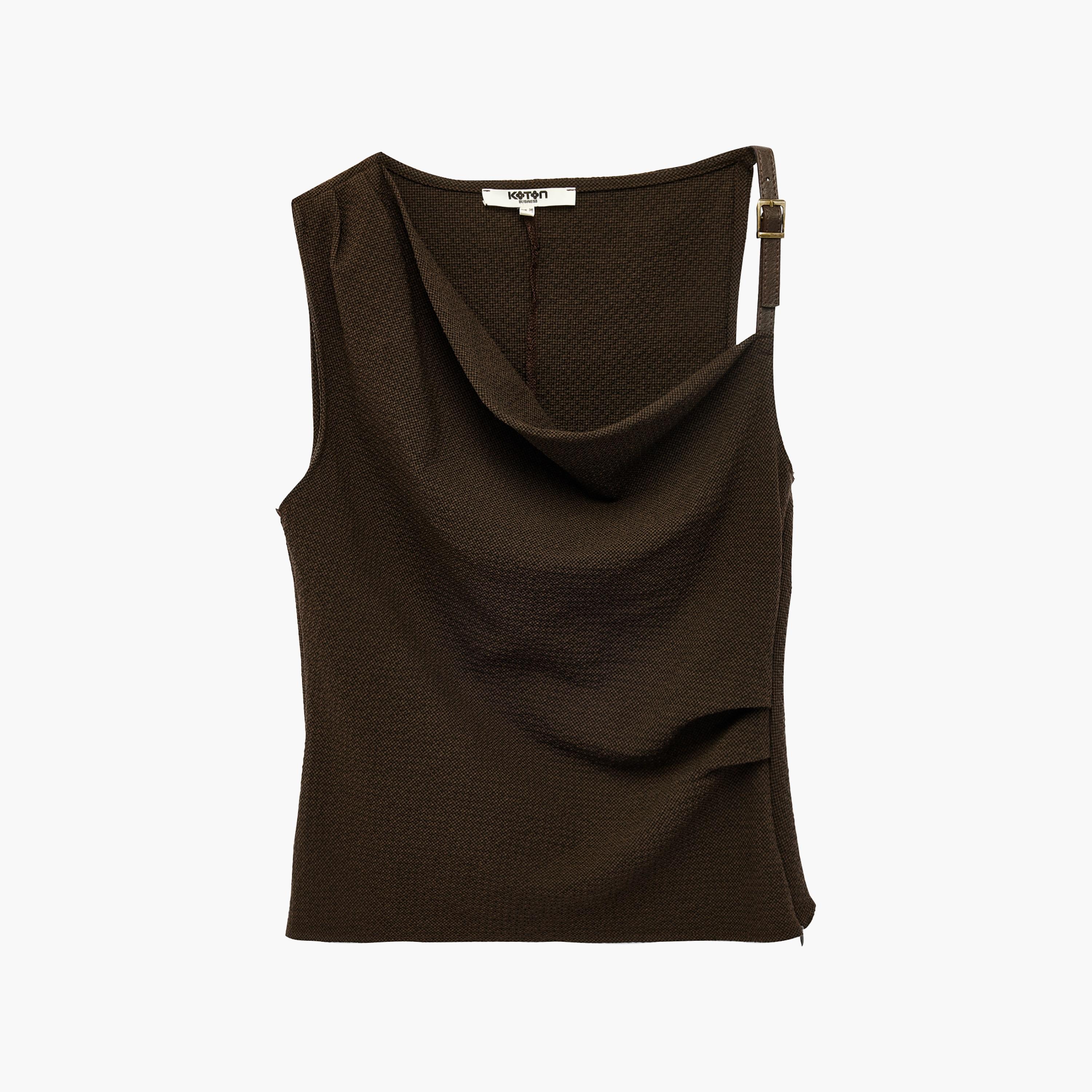 KOTON Brown Cowl Neck Women's Top-women-clothing-shirtsandblouses-blouses-image-1