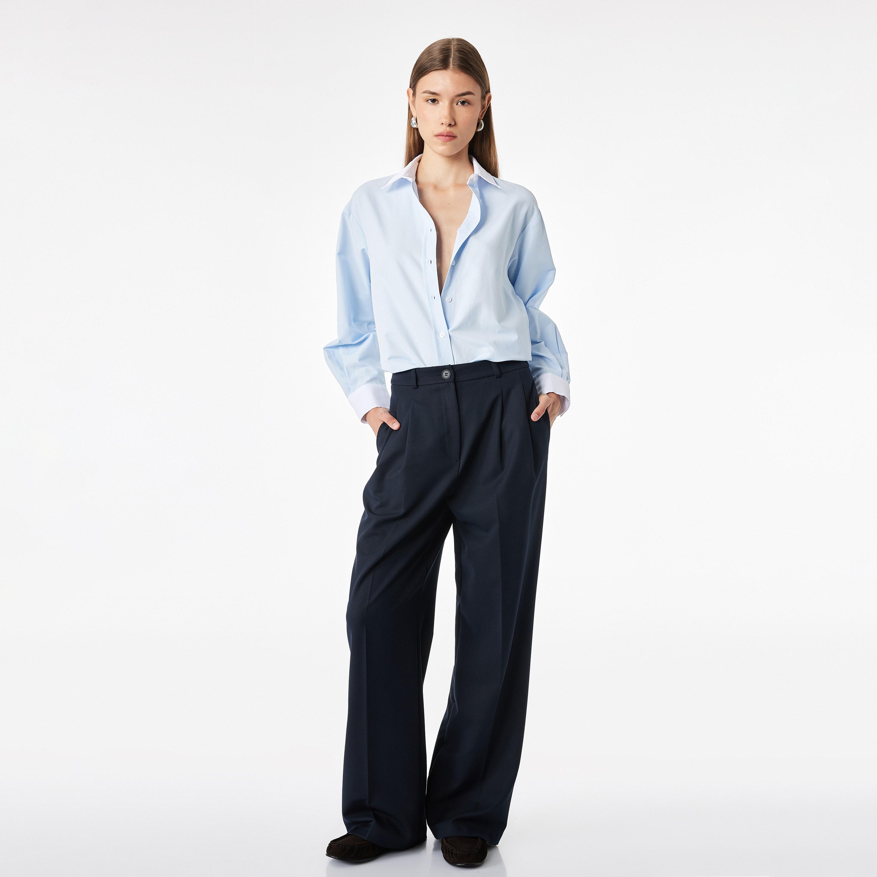 قميص نسائي مخطط باللون الأزرق من كوتون-women-clothing-shirtsandblouses-shirts-image-2