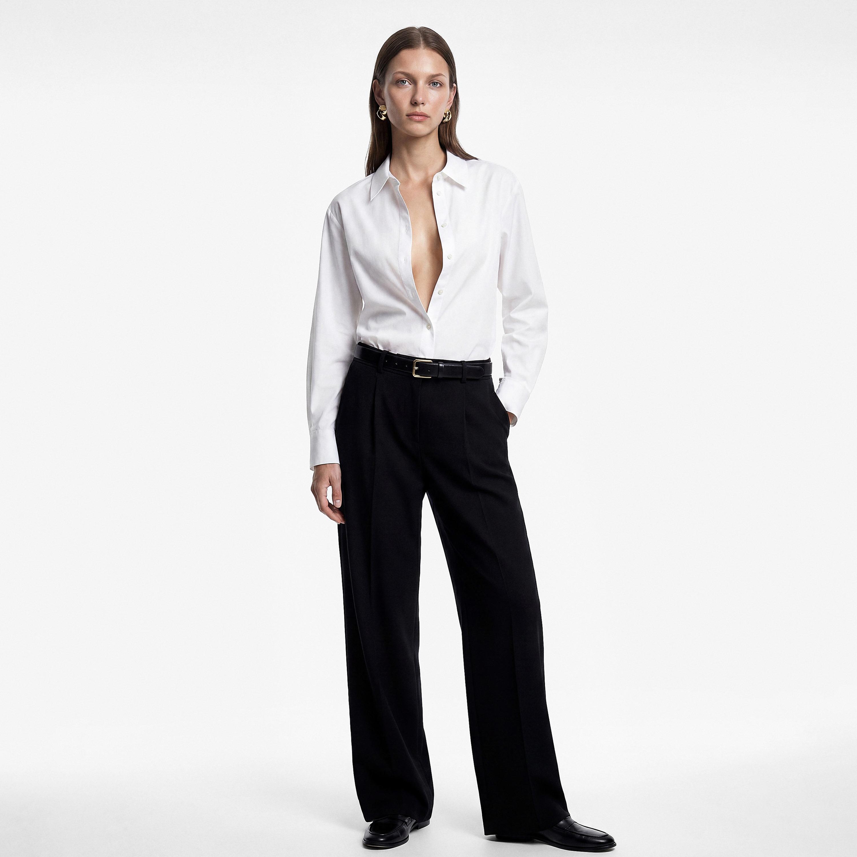 قميص نسائي أبيض من القطن بياقة من كوتون-women-clothing-shirtsandblouses-shirts-image-2