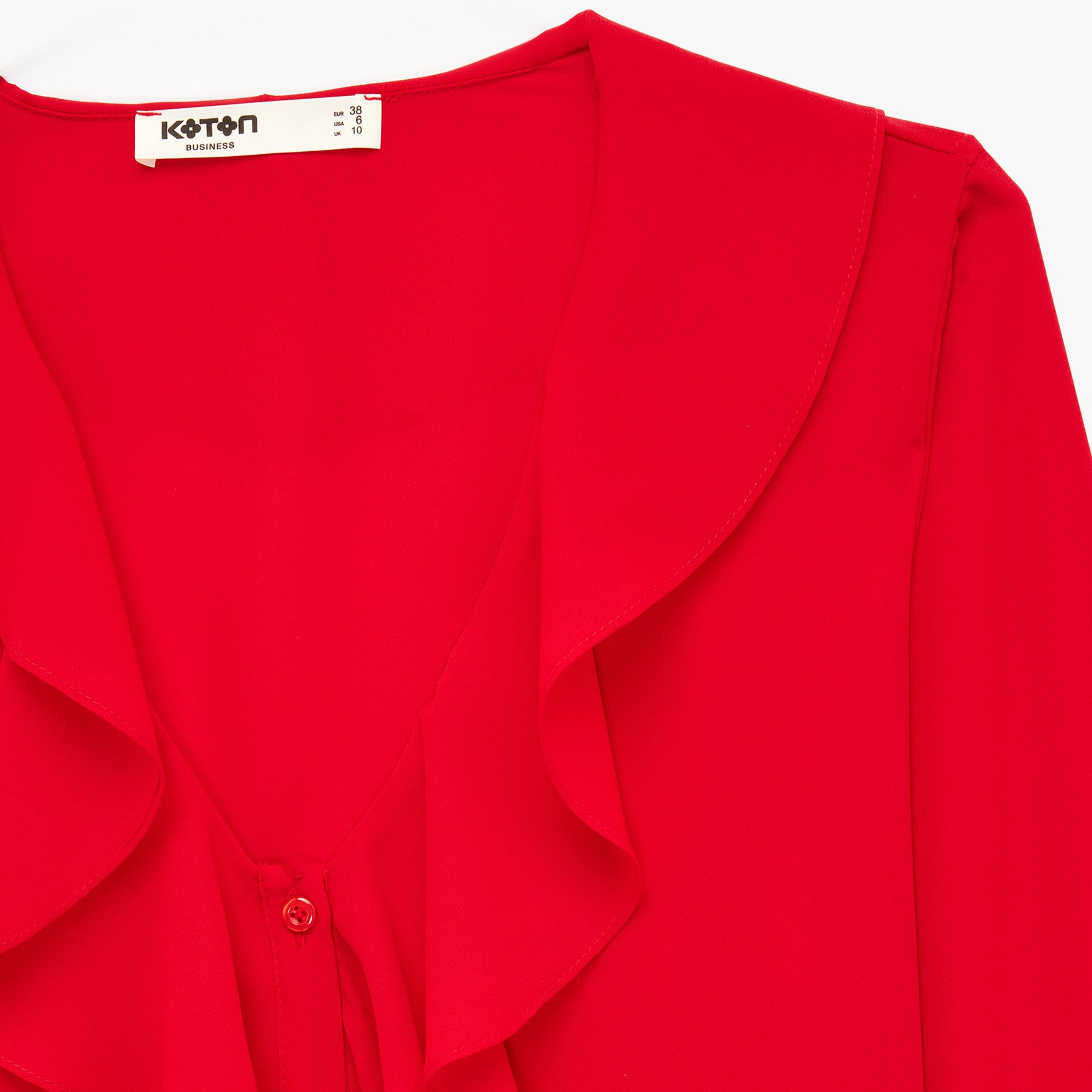 KOTON Red Ruffled Women's Top-women-clothing-shirtsandblouses-blouses-image-3