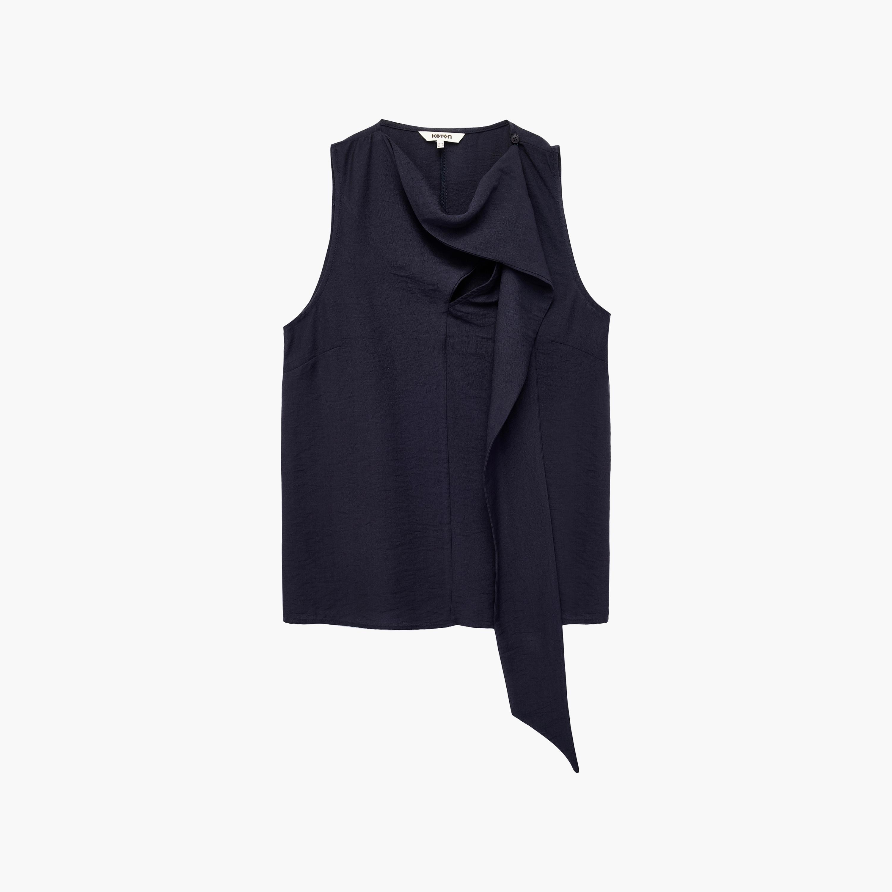 بلوزة حريمي بياقة متساقطة (كاول) باللون الأزرق من كوتون-women-clothing-shirtsandblouses-blouses-image-4