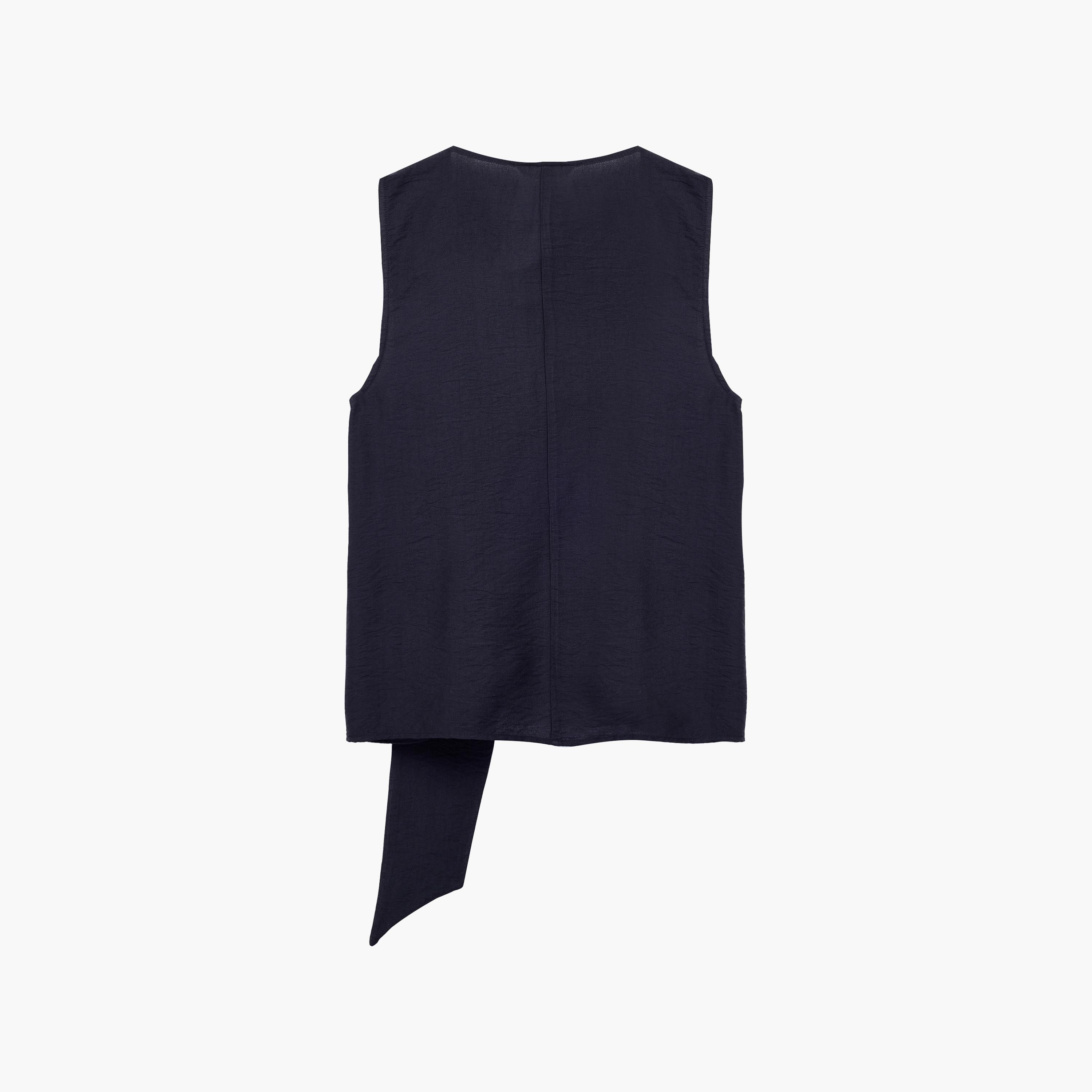 بلوزة حريمي بياقة متساقطة (كاول) باللون الأزرق من كوتون-women-clothing-shirtsandblouses-blouses-image-5