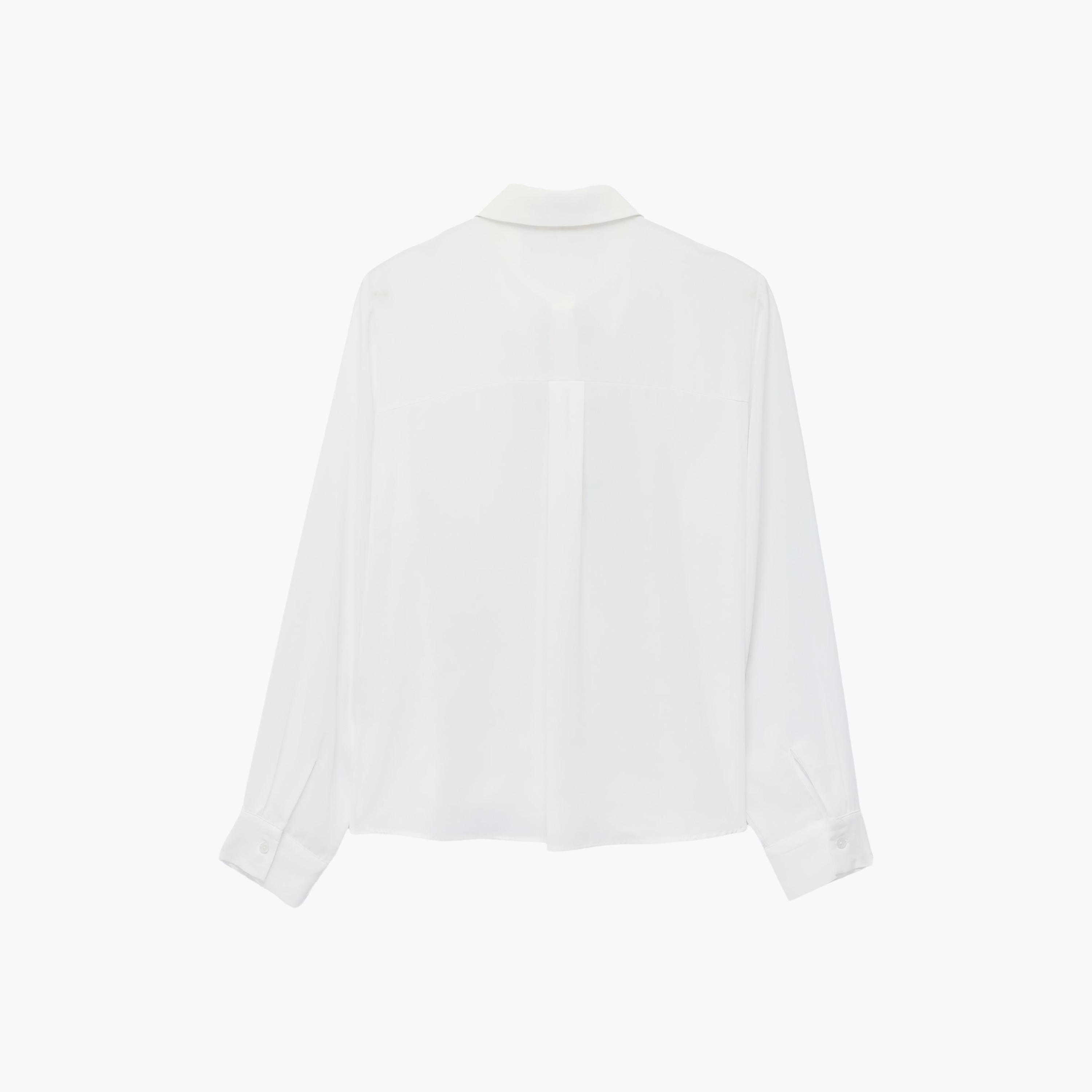 KOTON White Bow Detail Collared Women's Shirt-women-clothing-shirtsandblouses-shirts-image-2