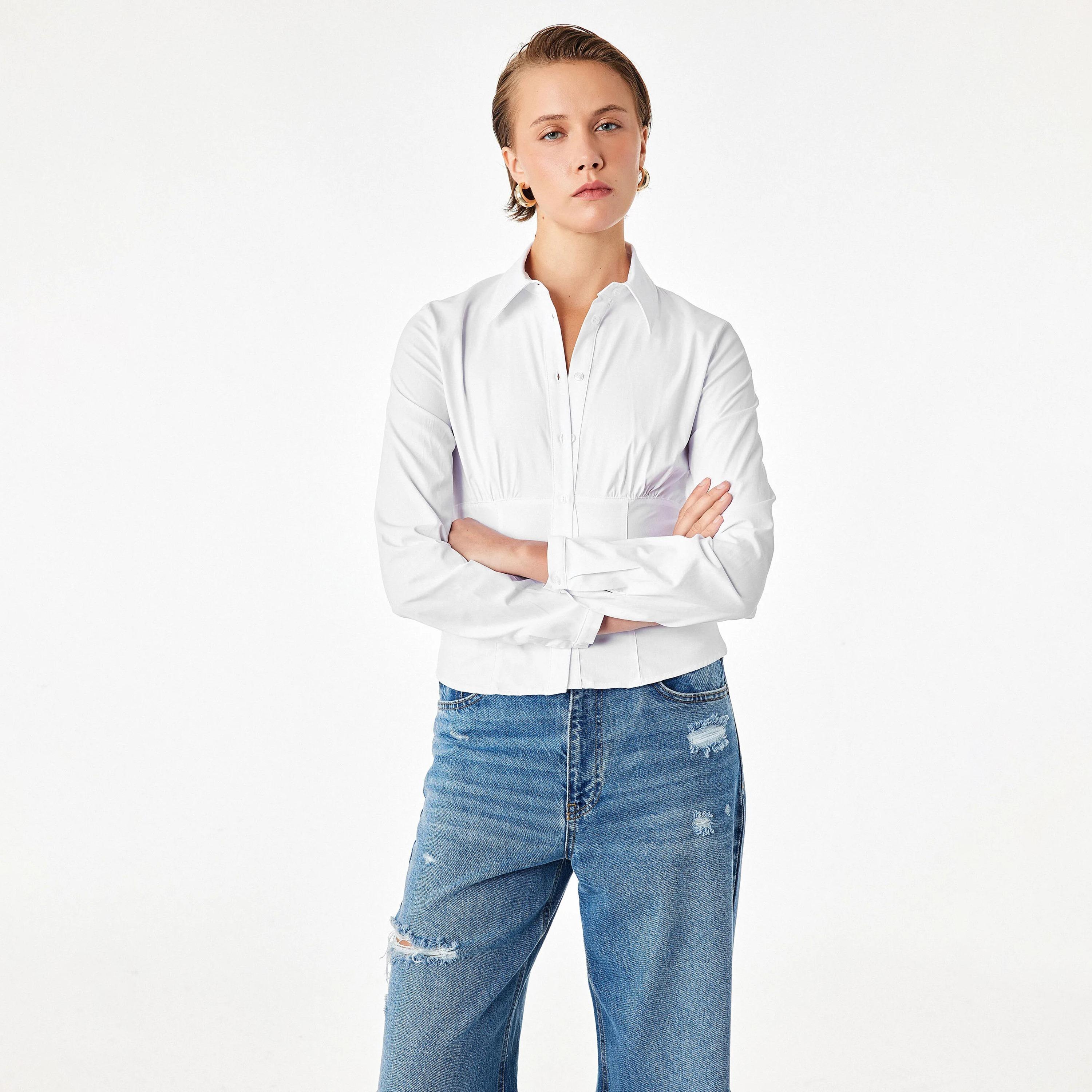 KOTON White Collared Women's Shirt-women-clothing-shirtsandblouses-shirts-image-1