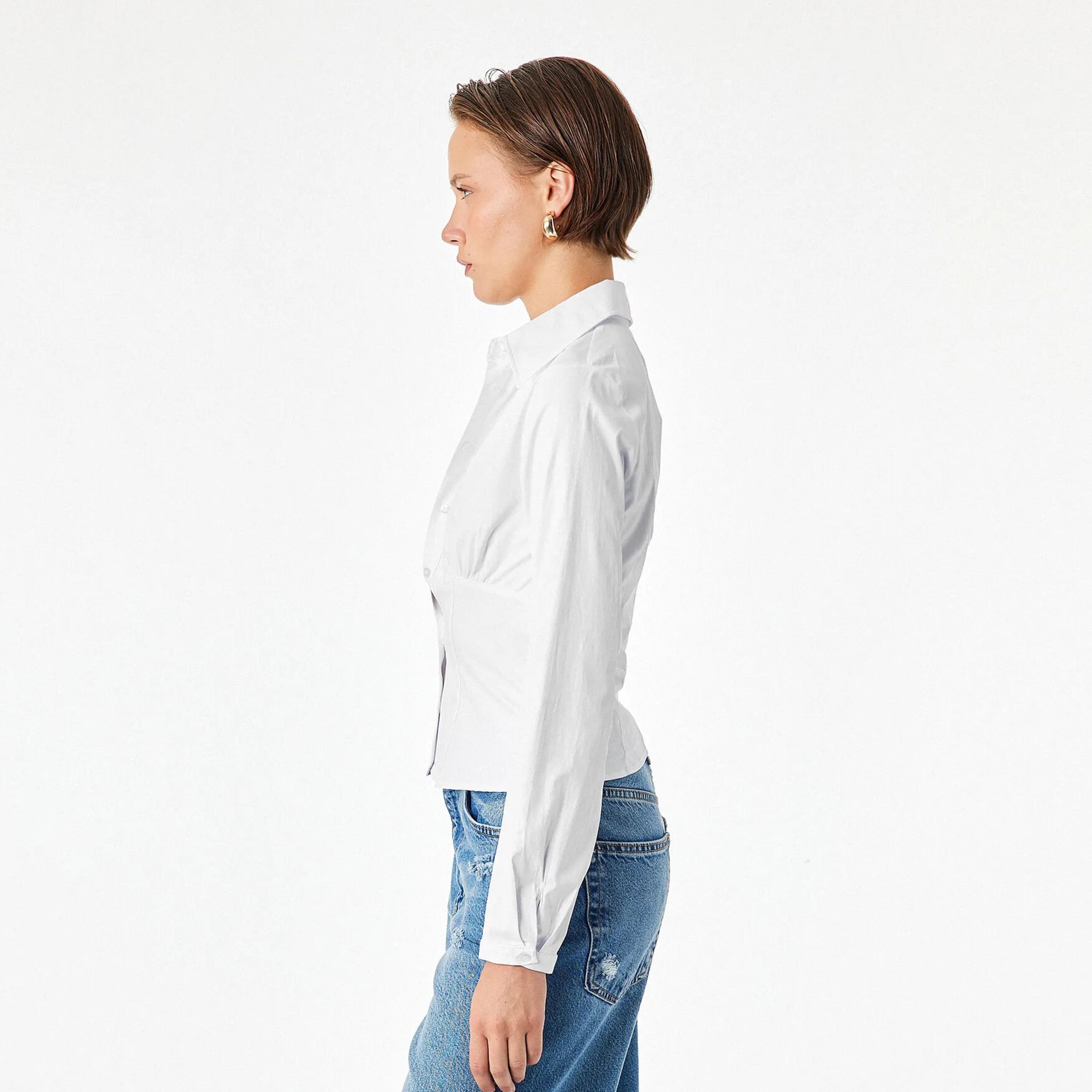 KOTON White Collared Women's Shirt-women-clothing-shirtsandblouses-shirts-image-3