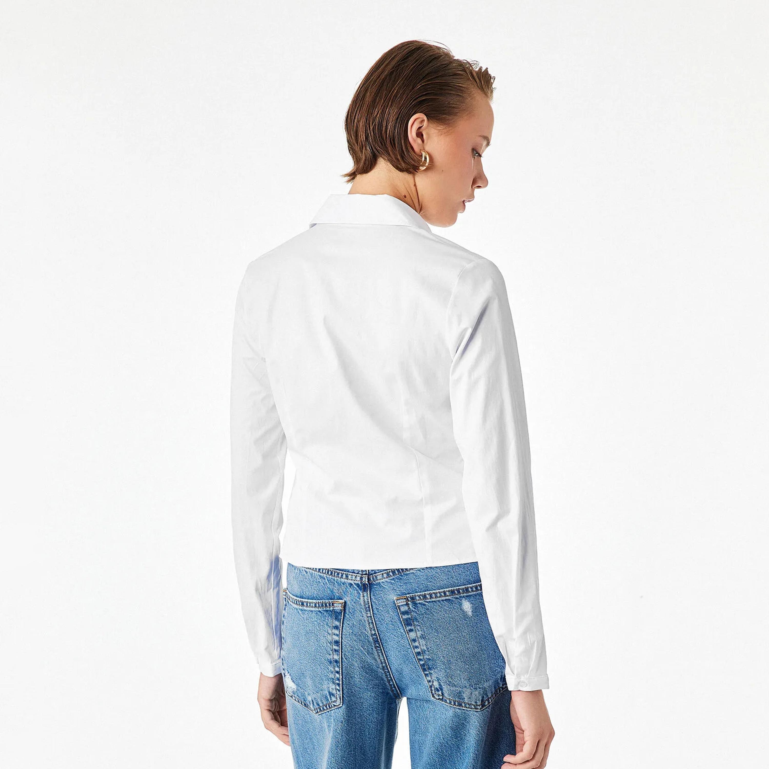 KOTON White Collared Women's Shirt-women-clothing-shirtsandblouses-shirts-image-4