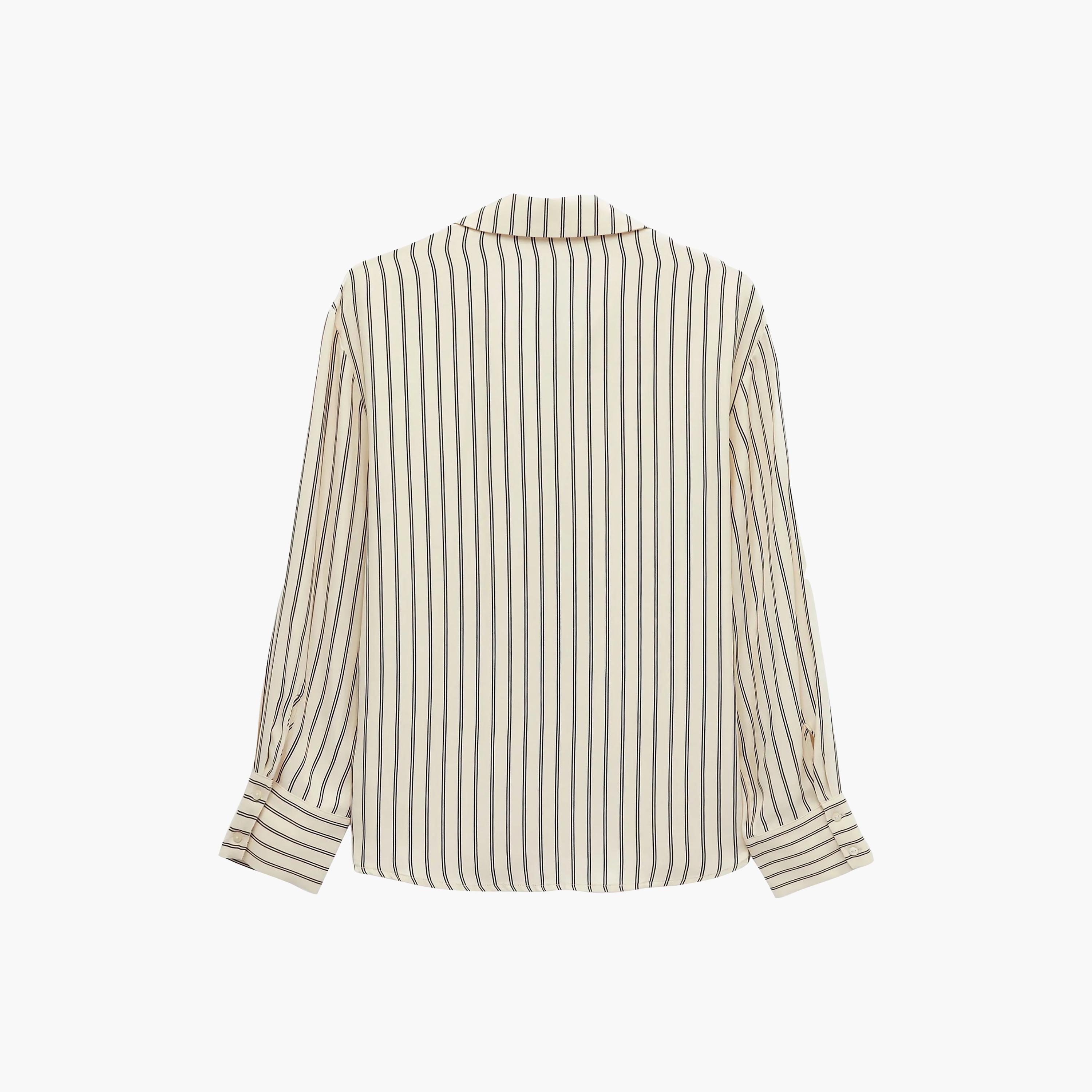 KOTON Beige Striped Collared Women's Shirt-women-clothing-shirtsandblouses-shirts-image-2