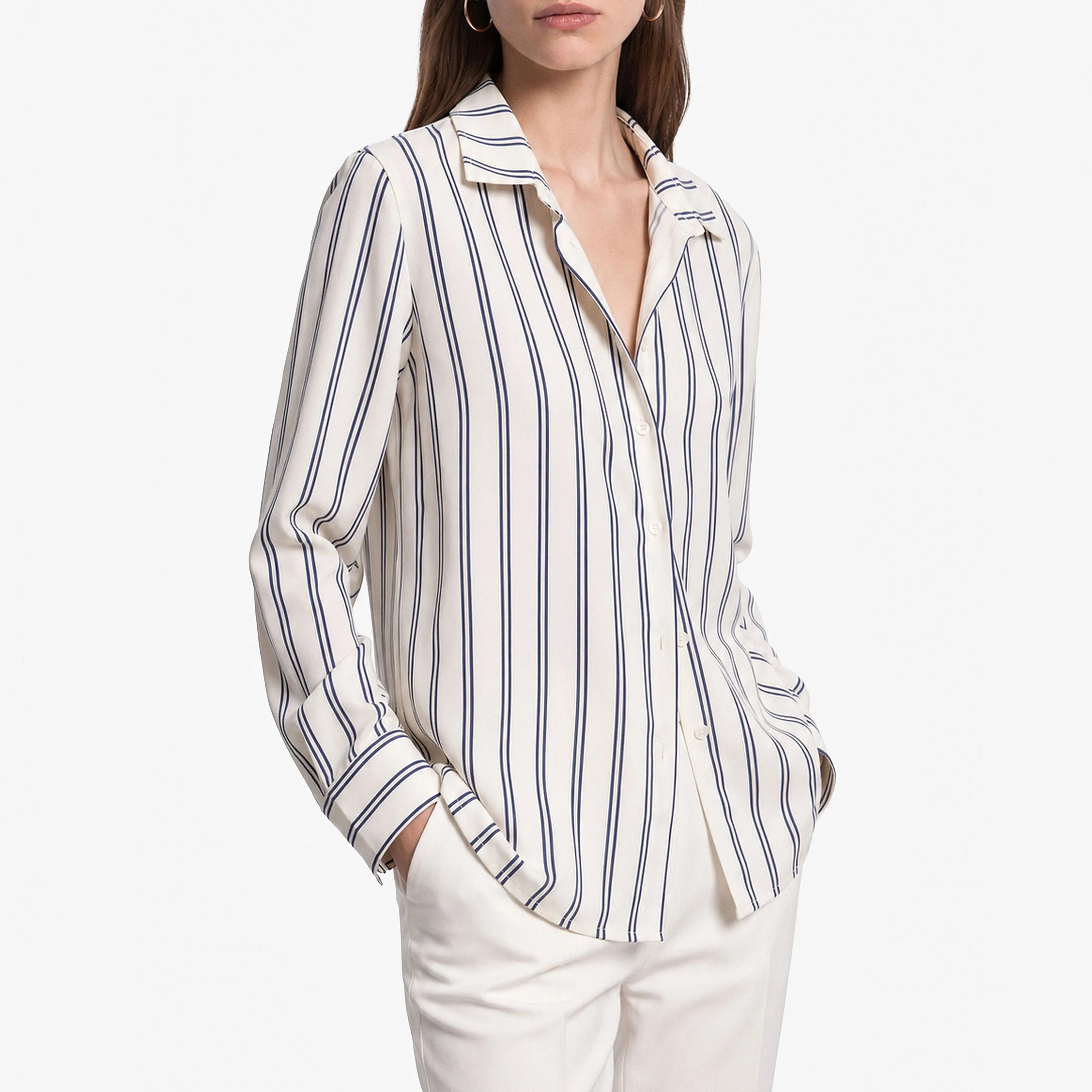 KOTON Striped Collared Women's Shirt-women-clothing-shirtsandblouses-shirts-image-5