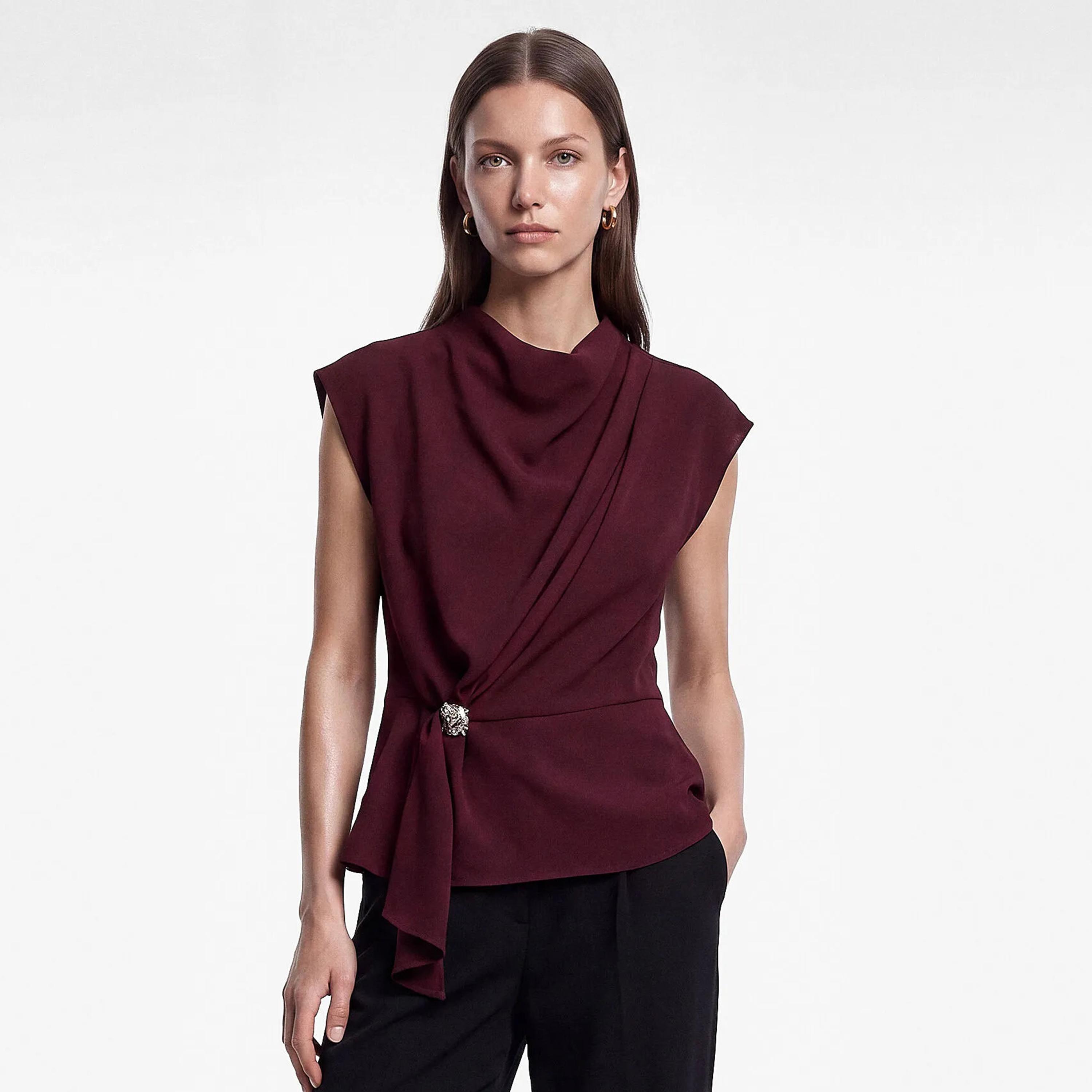 KOTON Cowl Neck Cap Sleeves Women's Top-women-clothing-plussize-shirtsandblouses-blouses-image-1