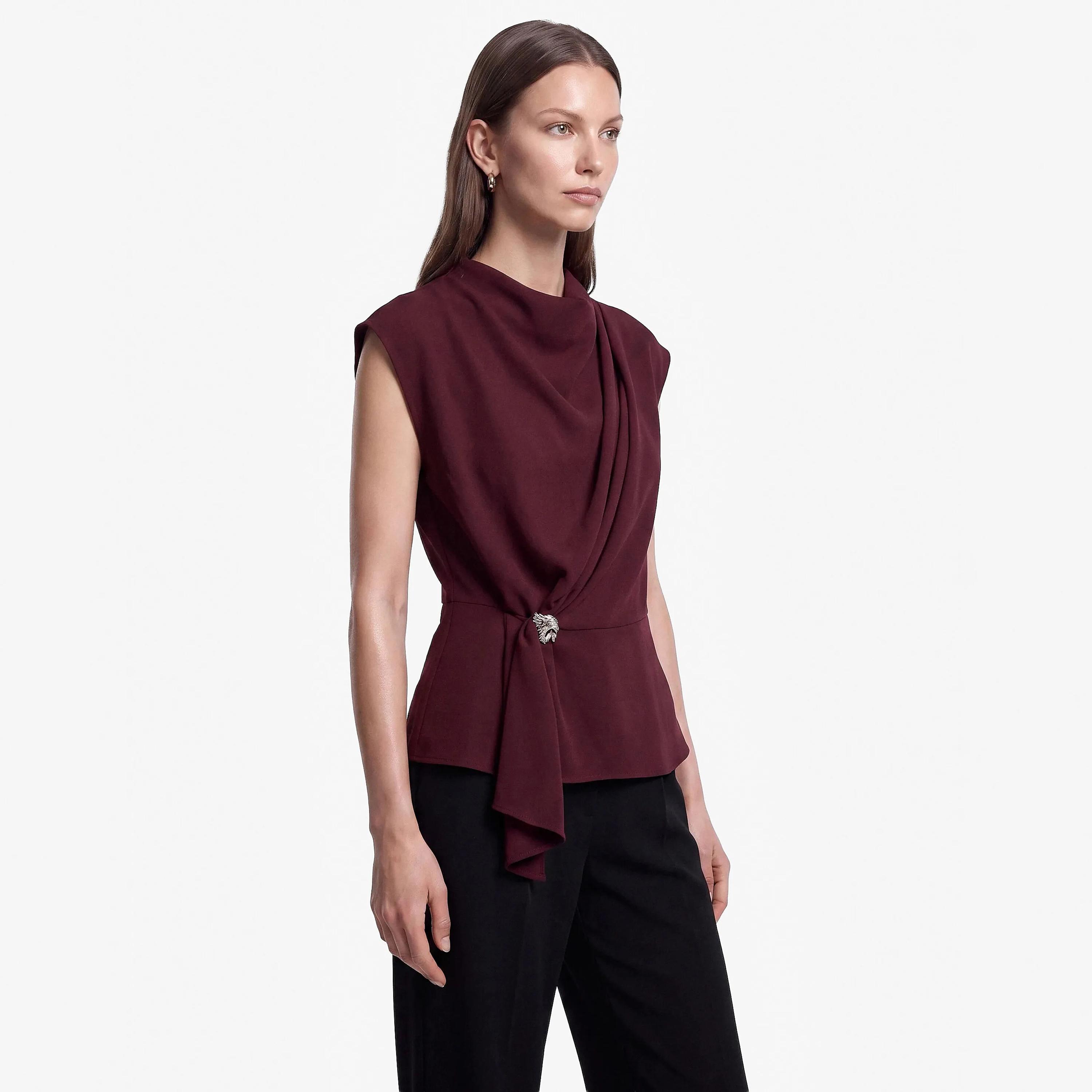 KOTON Cowl Neck Cap Sleeves Women's Top-women-clothing-plussize-shirtsandblouses-blouses-image-3