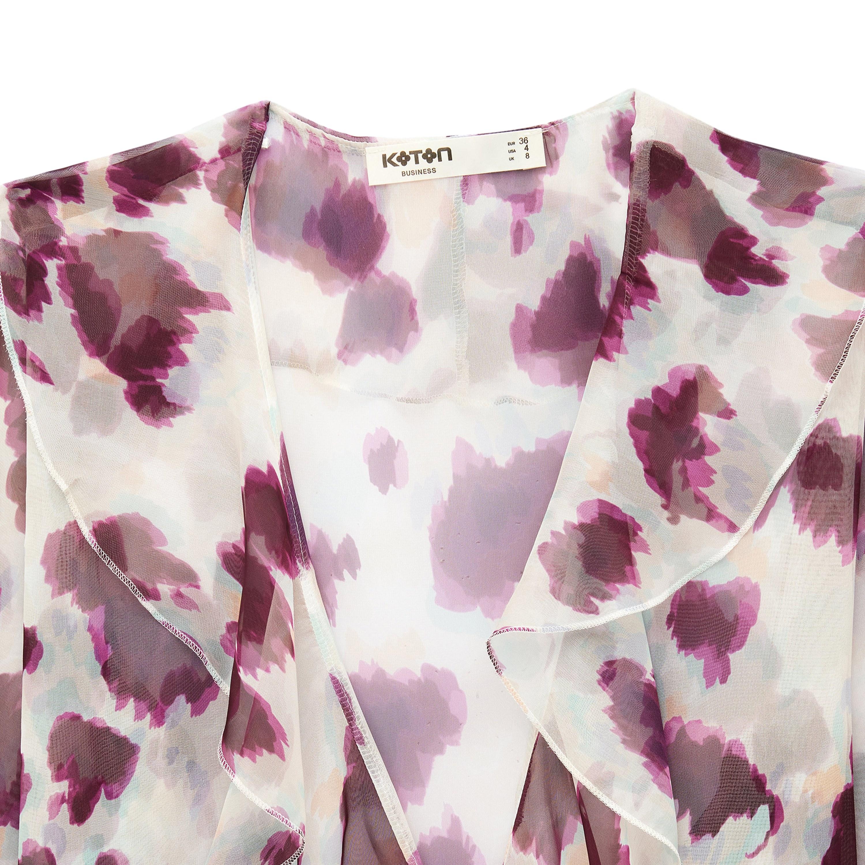 KOTON White Ruffled Abstract Print Bell Sleeves Women's Top-women-clothing-shirtsandblouses-blouses-image-3