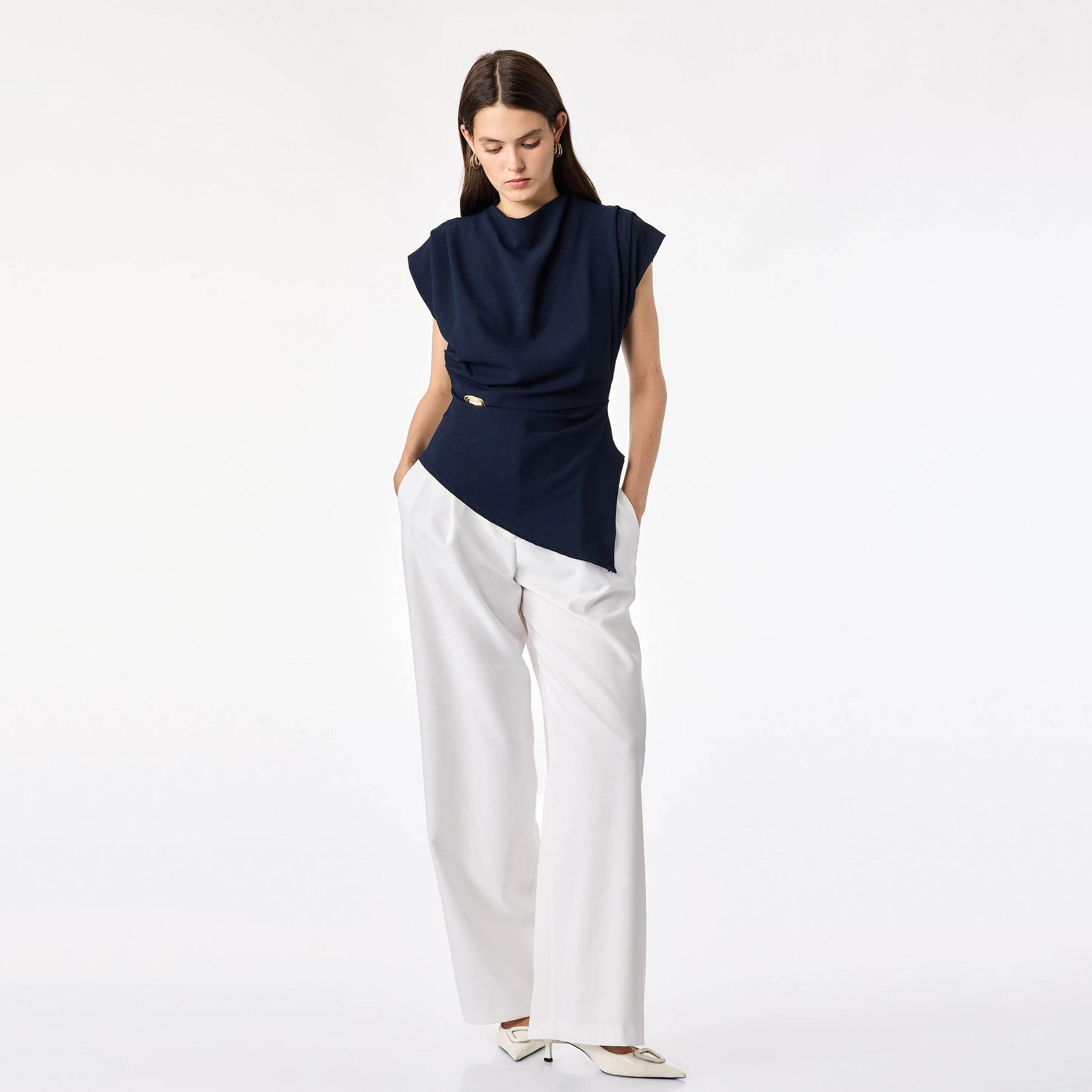 KOTON Cotton Cowl Neck Women's Top-women-clothing-shirtsandblouses-blouses-image-2