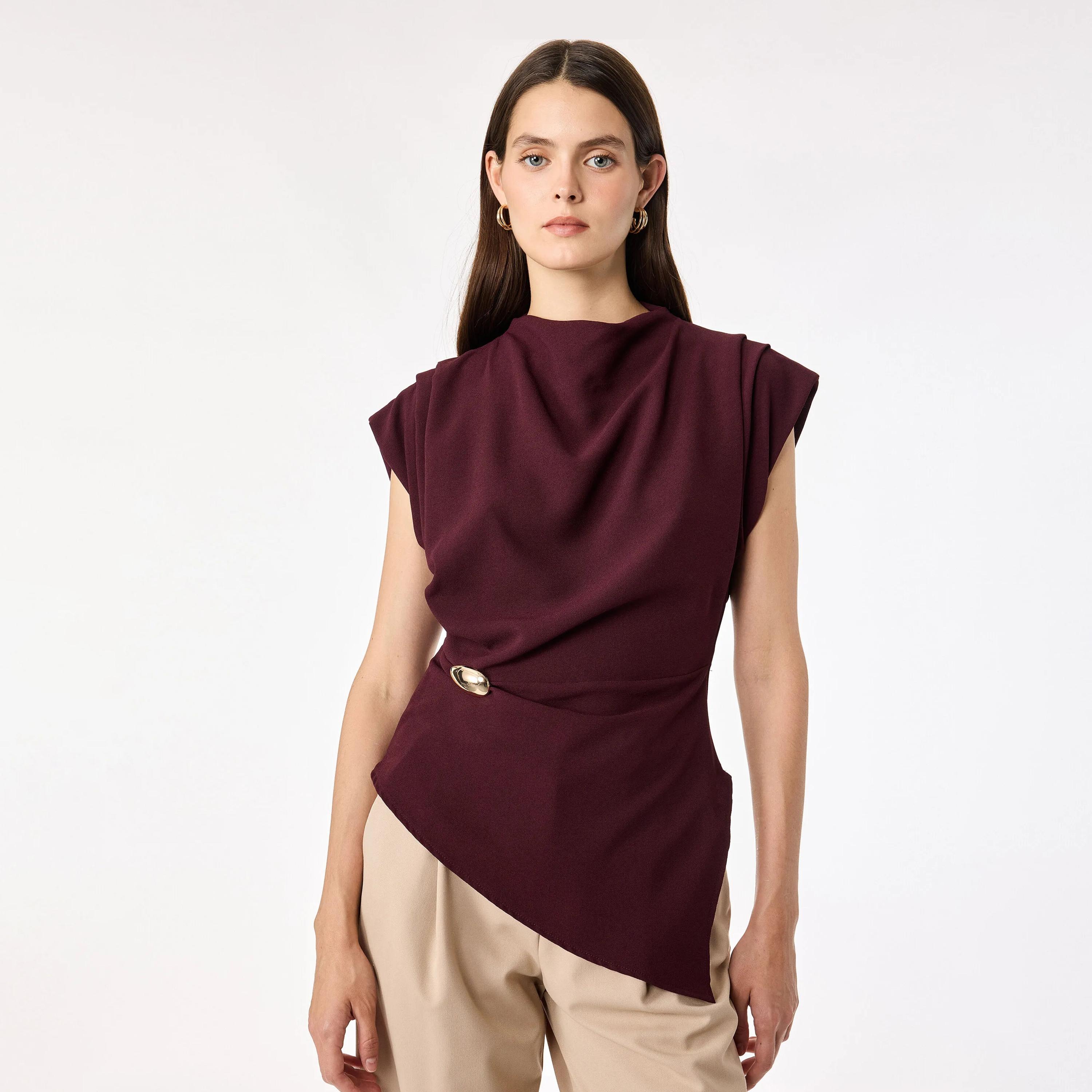 توب حريمي قماش قطن بفتحة رقبة كاول من كوتون-women-clothing-shirtsandblouses-blouses-image-6