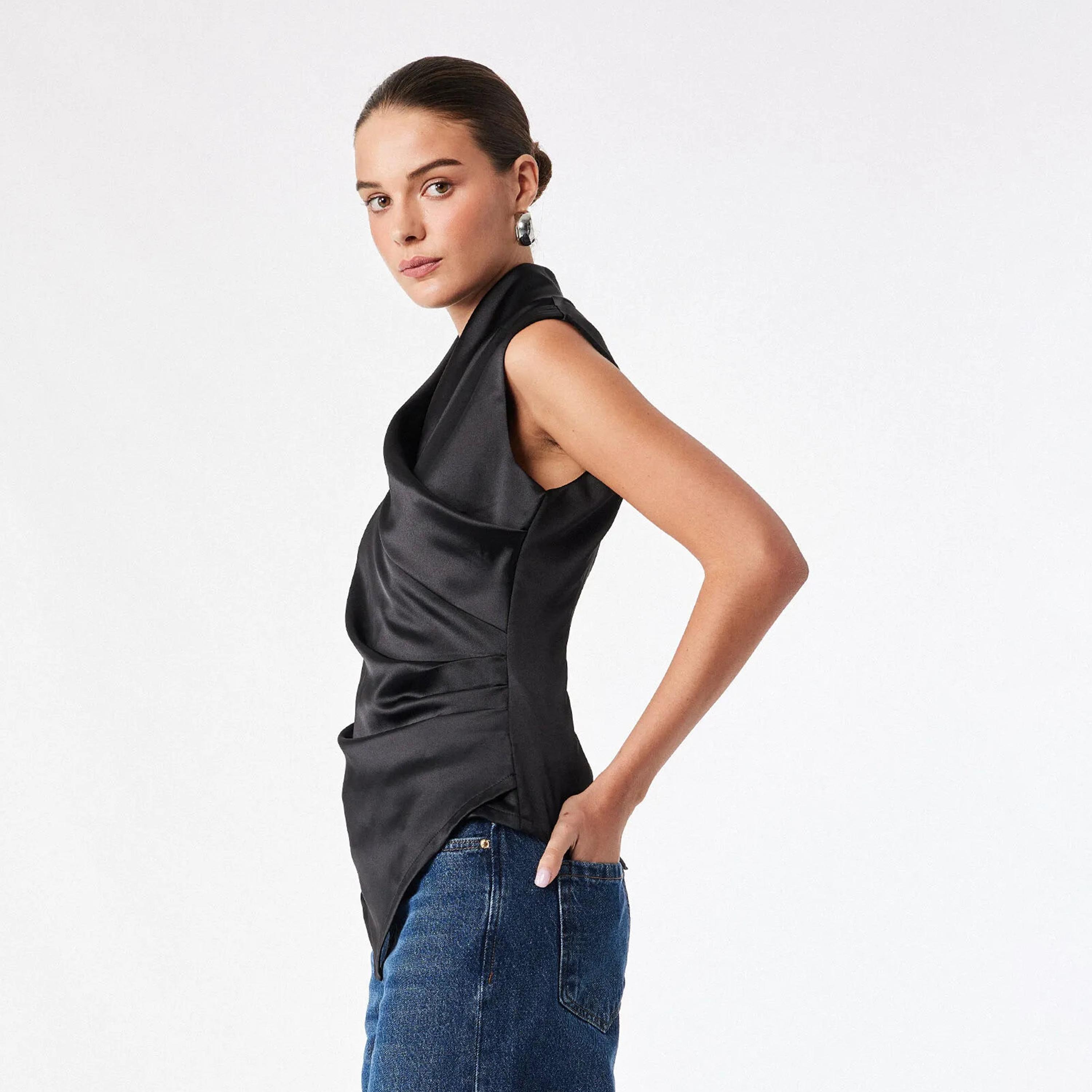 توب حريمي بتصميم ملفوف من قماش القطن من كوتون-women-clothing-shirtsandblouses-blouses-image-3