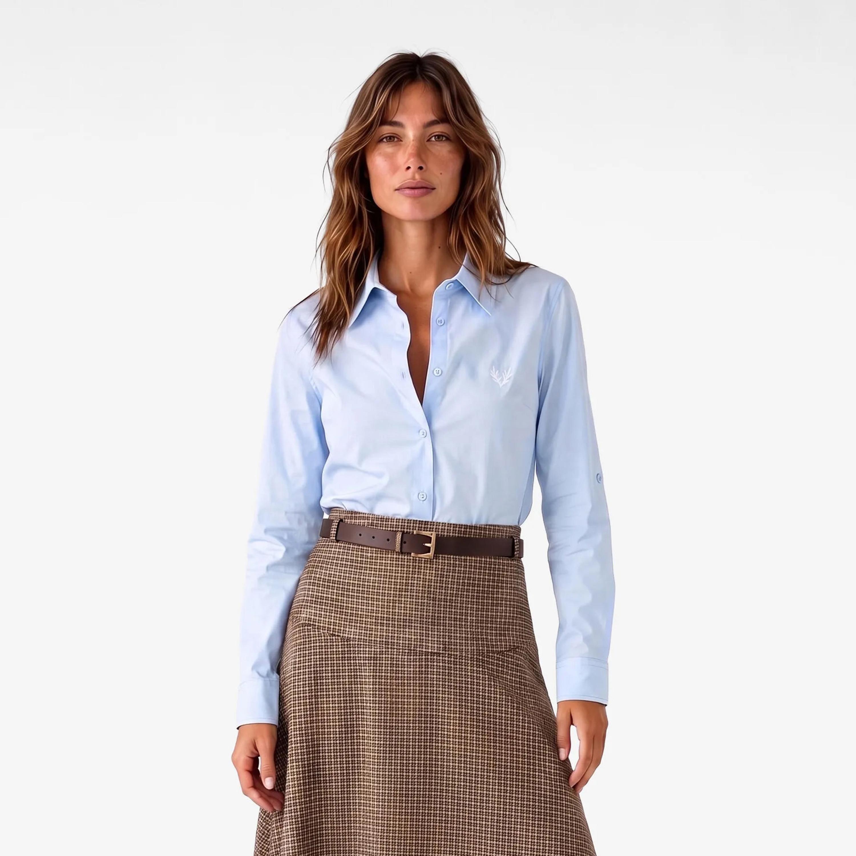 KOTON Blue Pointed Collar Women's Shirt-women-clothing-shirtsandblouses-shirts-image-1