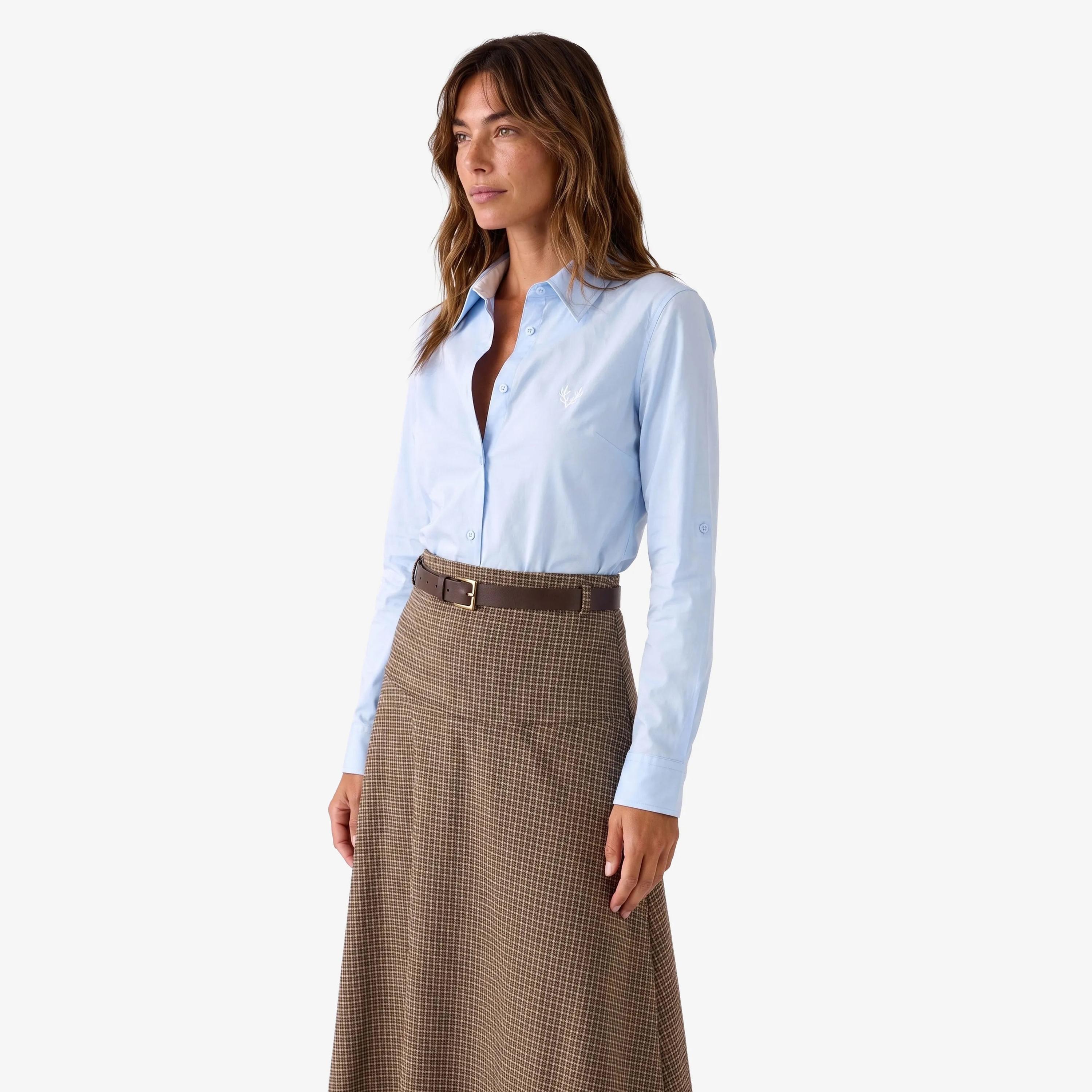 KOTON Blue Pointed Collar Women's Shirt-women-clothing-shirtsandblouses-shirts-image-3