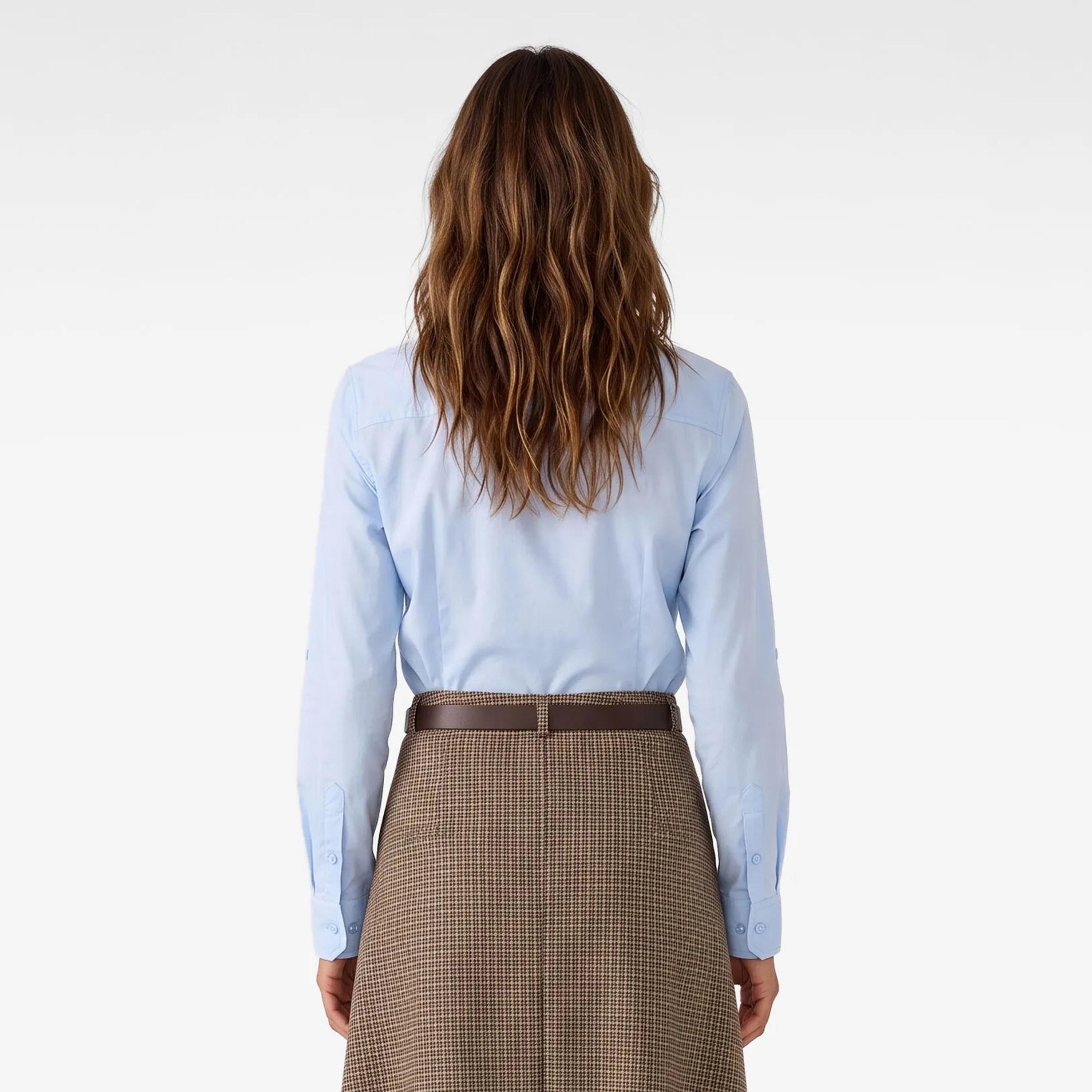 KOTON Blue Pointed Collar Women's Shirt-women-clothing-shirtsandblouses-shirts-image-4