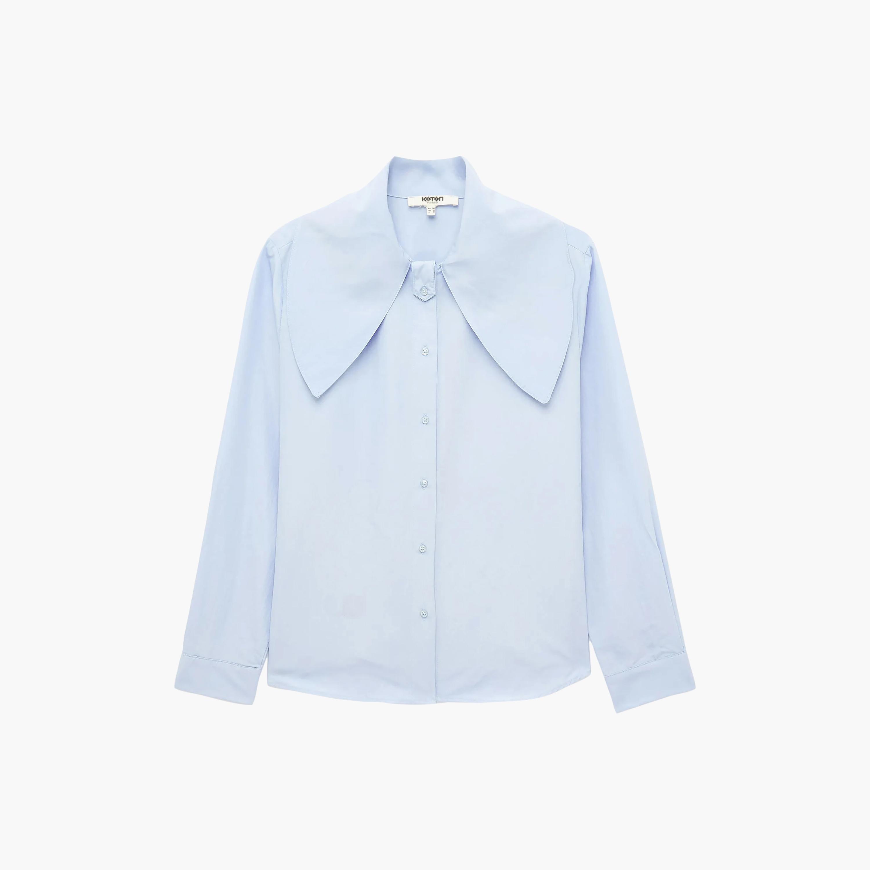 قميص حريمي أزرق من قماش القطن بياقة من كوتون-women-clothing-shirtsandblouses-shirts-image-6