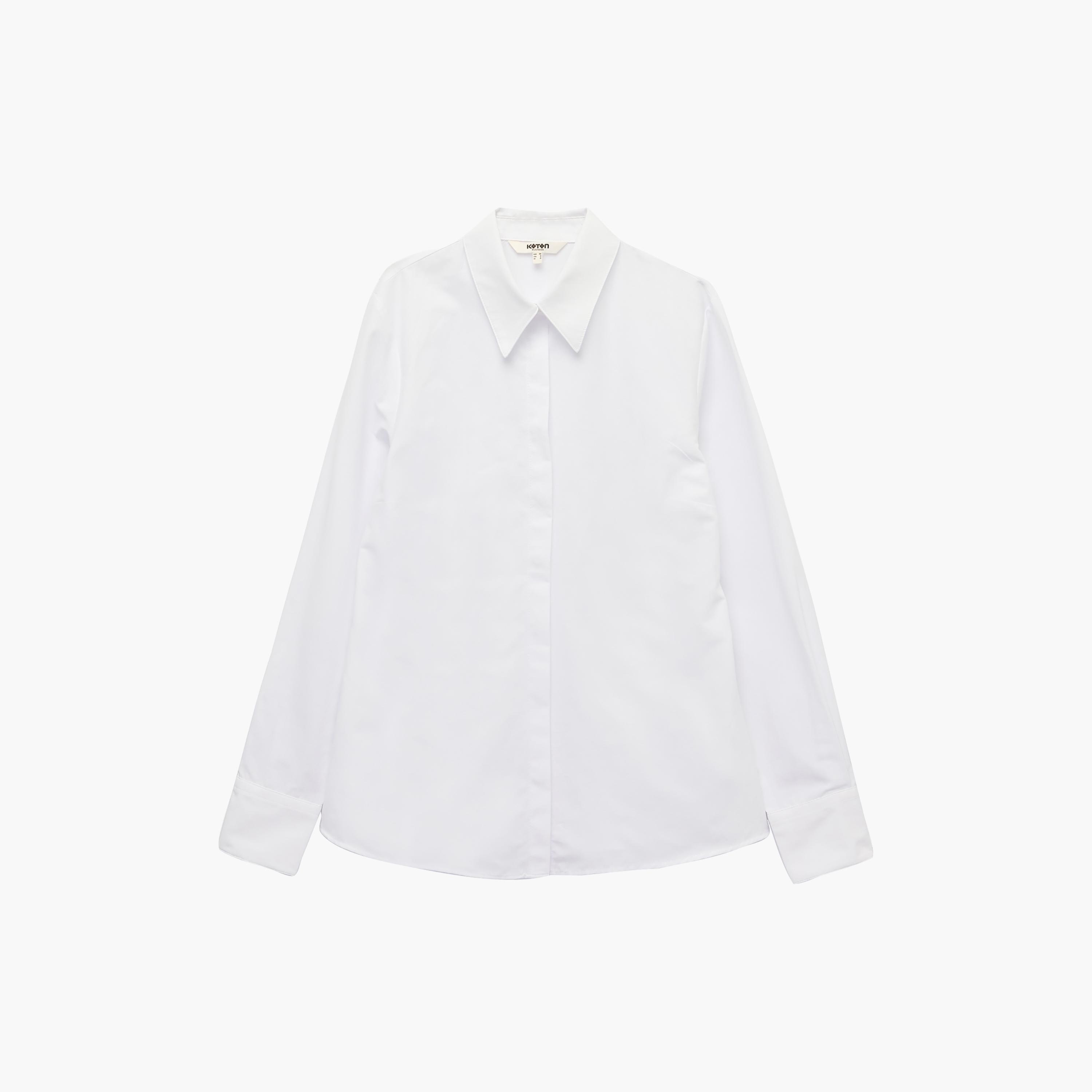 KOTON White Pointed Collar Women's Shirt-women-clothing-shirtsandblouses-shirts-image-1