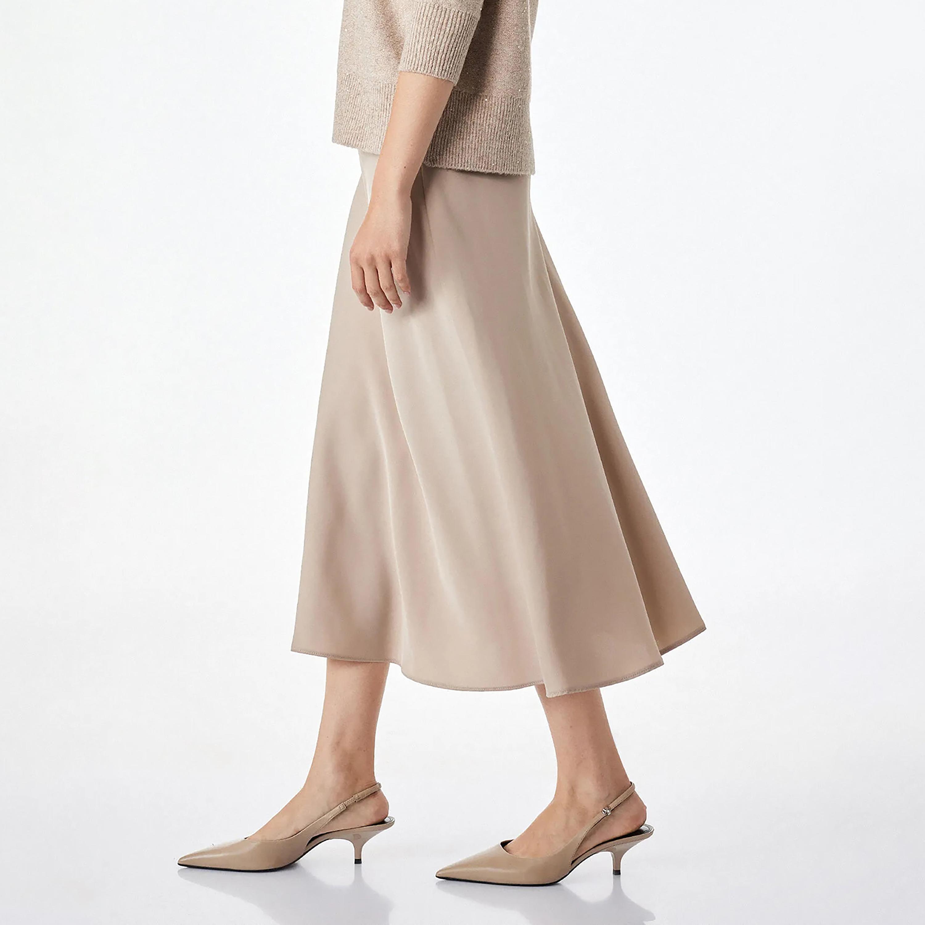 تنورة ميدي حريمي بقصة A-Line قماش ساتان من كوتون-women-clothing-skirts-image-3