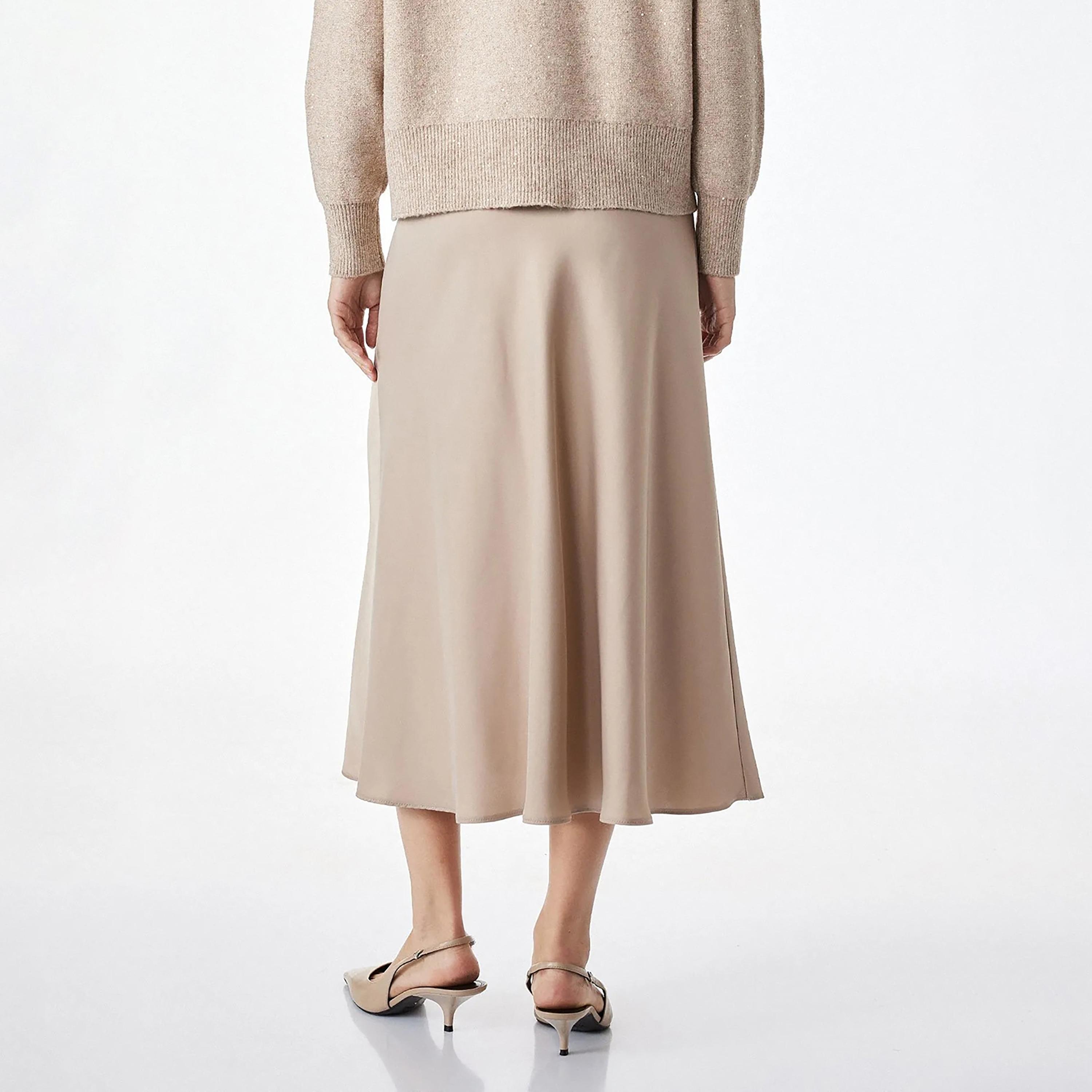 تنورة ميدي حريمي بقصة A-Line قماش ساتان من كوتون-women-clothing-skirts-image-4
