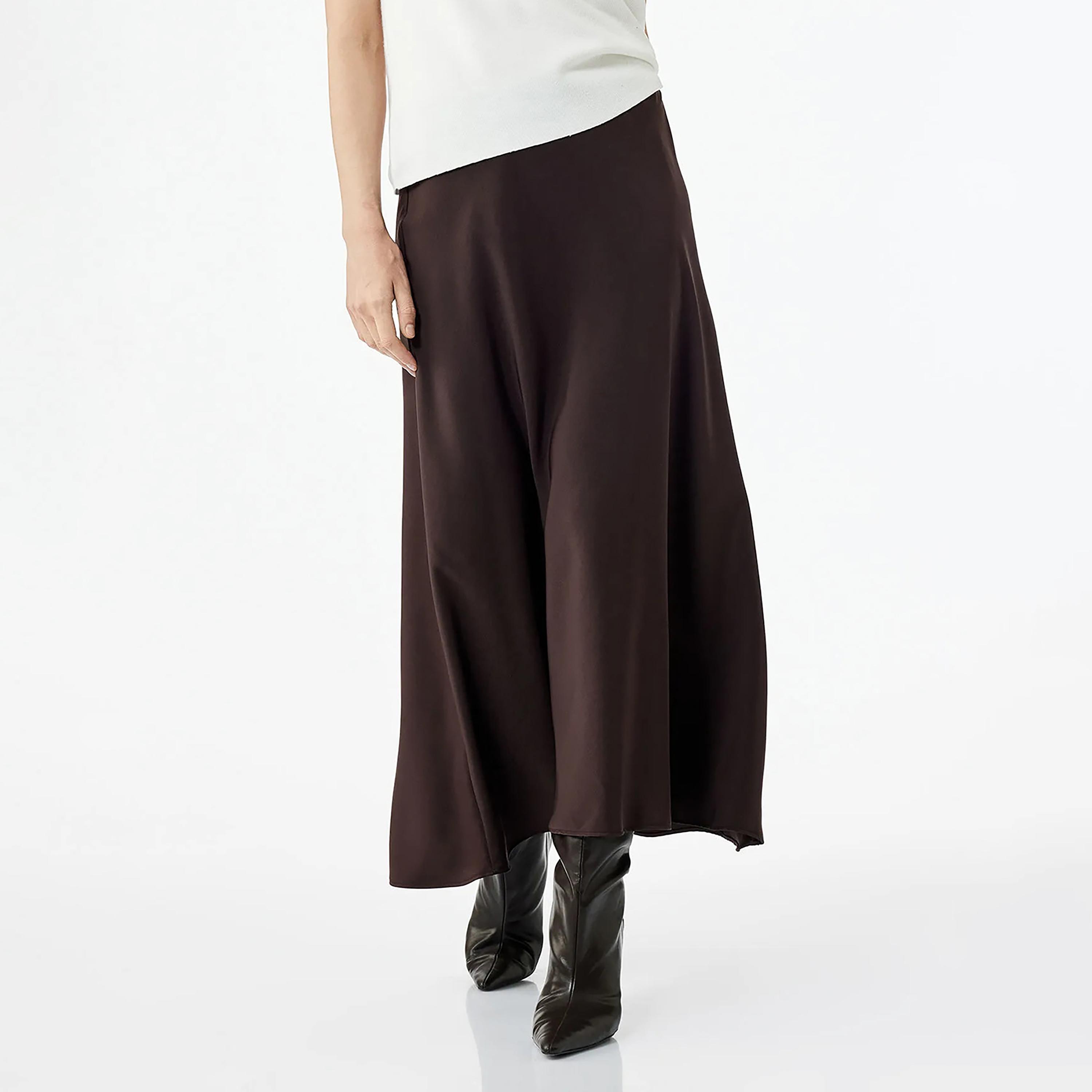 تنورة ميدي حريمي بقصة A-Line قماش ساتان من كوتون-women-clothing-skirts-image-9